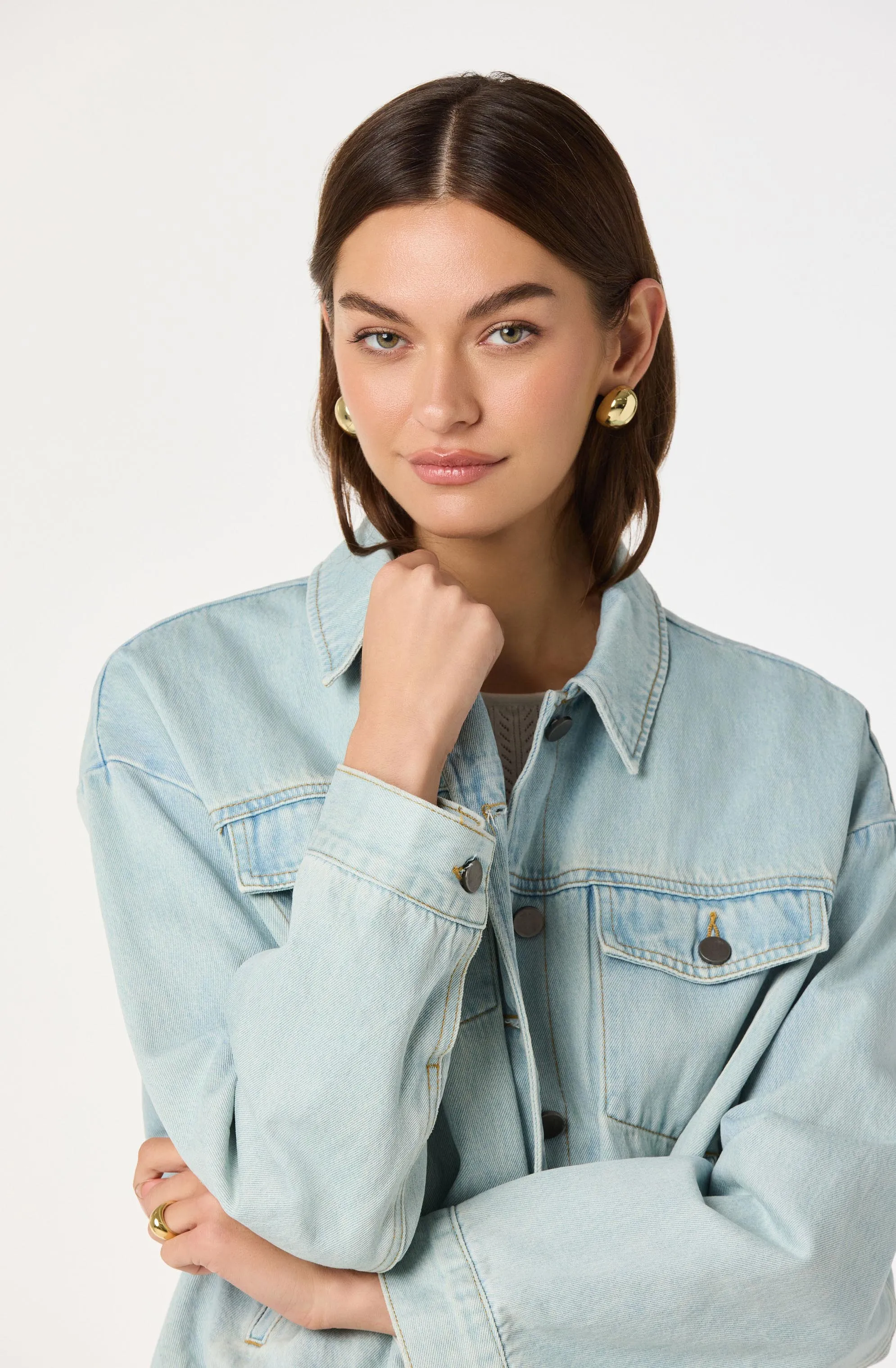 Nari Oversized Denim Bomber Jacket sold by Astr product image thumbnail 5