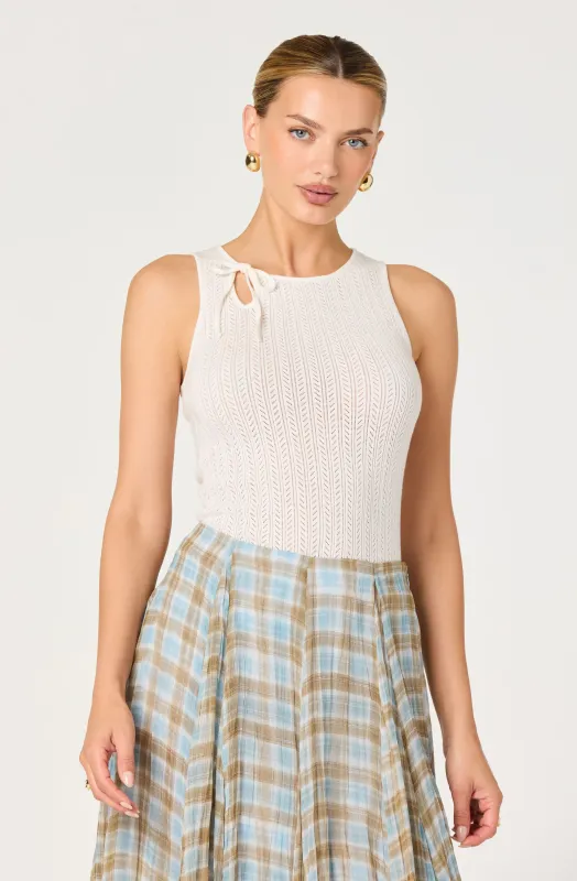 Alyse Pointelle Knit Sleeveless Top sold by Astr