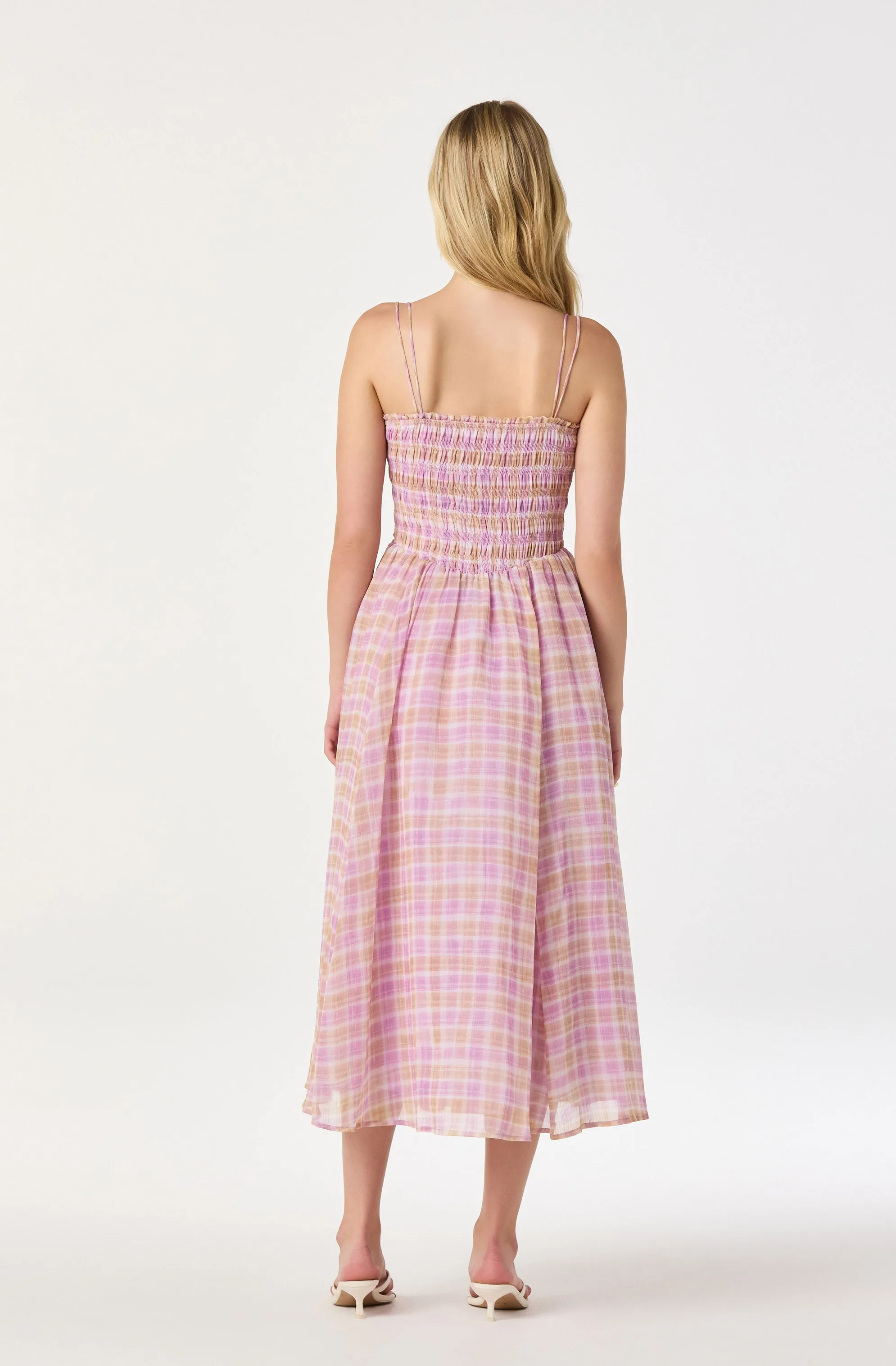 Lahela Plaid Smocked Midi Dress sold by Astr product image thumbnail 3