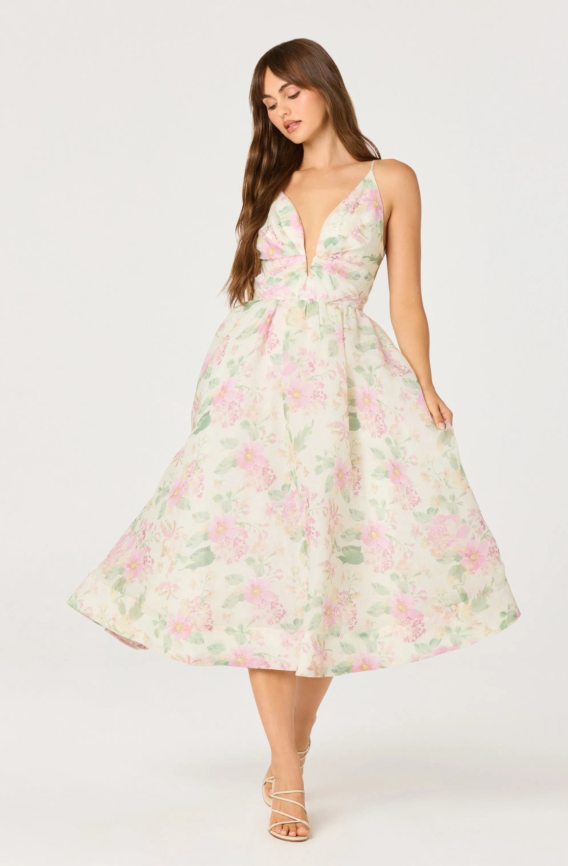 Janna Floral Plunge Midi Dress sold by Astr product image thumbnail 5