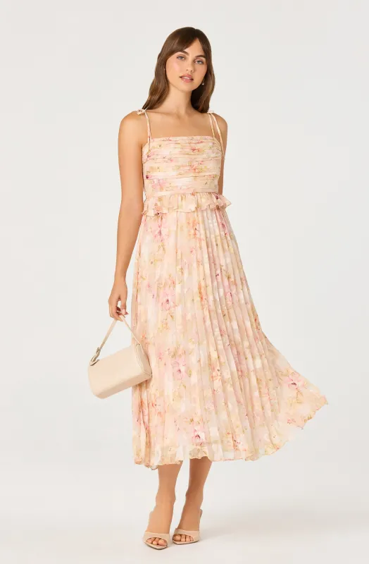 Emerys Pleated Floral Midi Dress sold by Astr