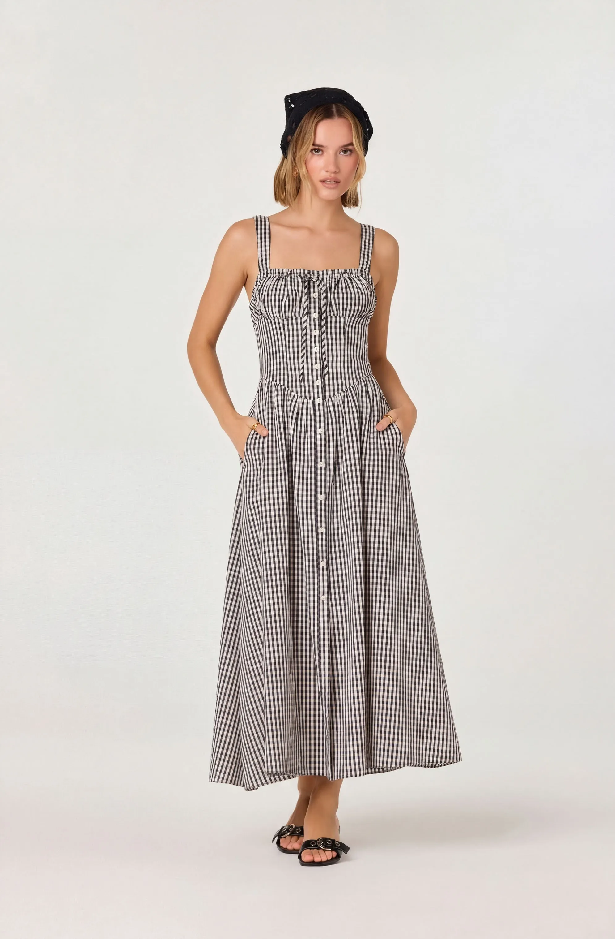Temperance Gingham Check Maxi Dress sold by Astr