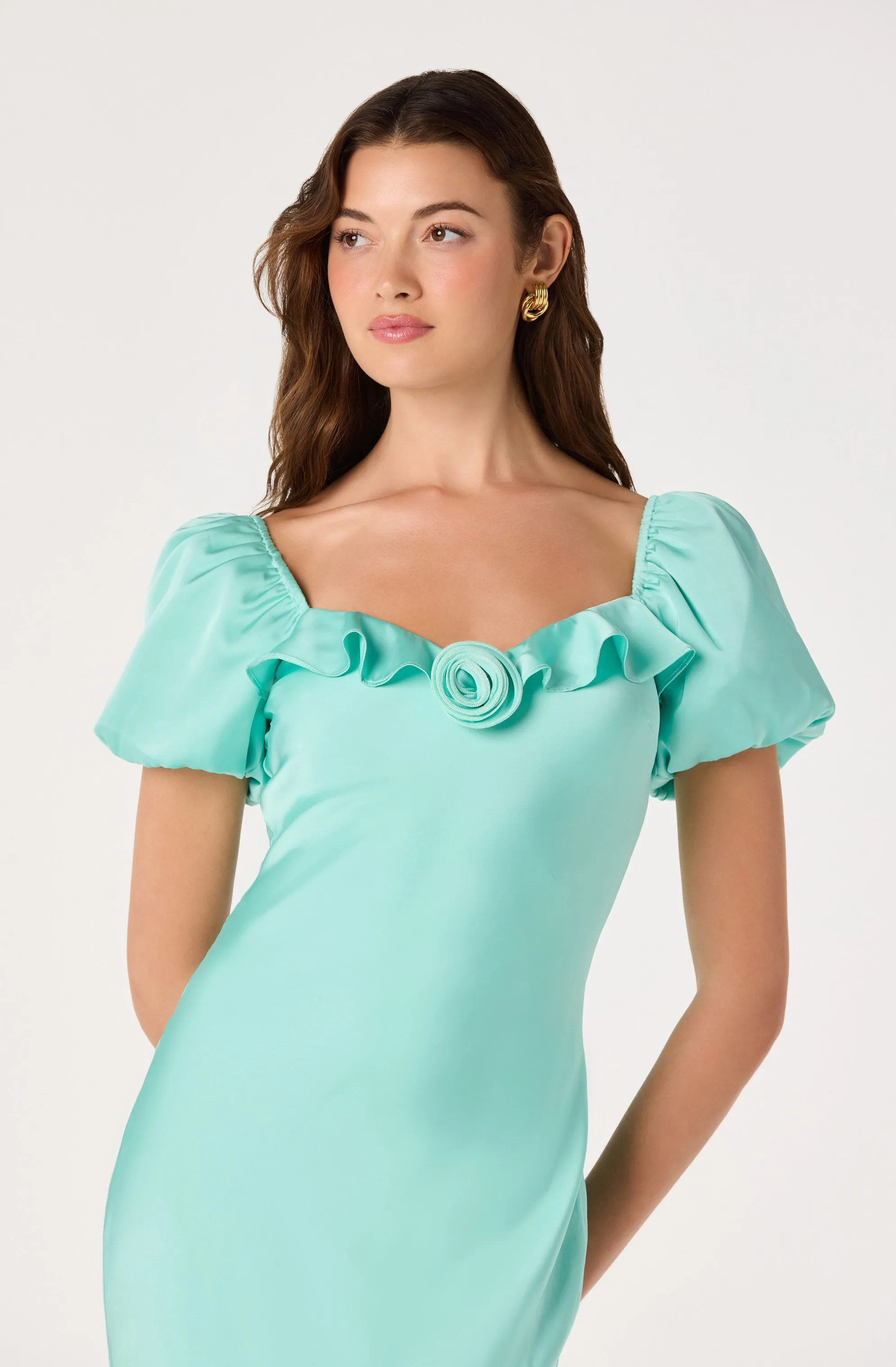 Bethrose 3D Rose Satin Maxi Dress sold by Astr product image thumbnail 5