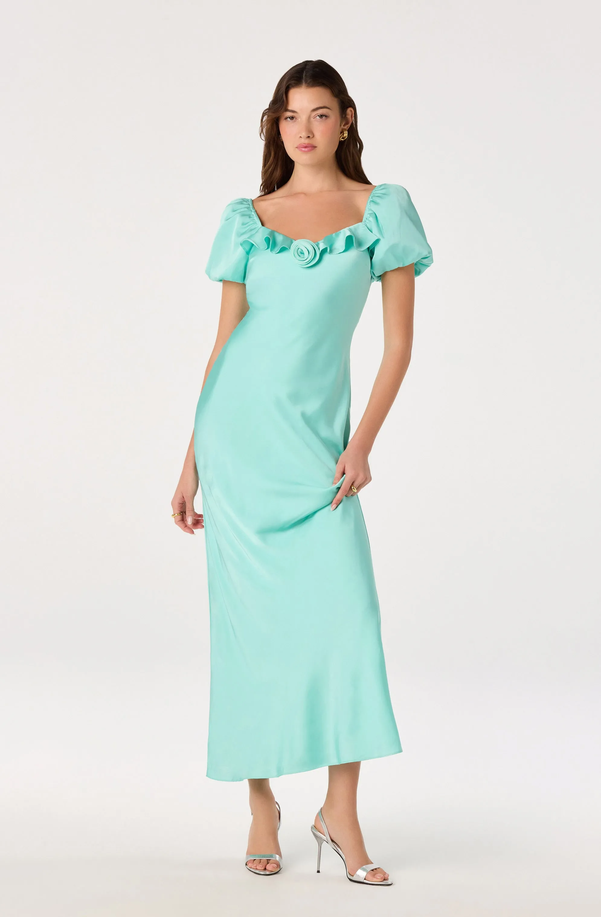 Bethrose 3D Rose Satin Maxi Dress sold by Astr product image thumbnail 4