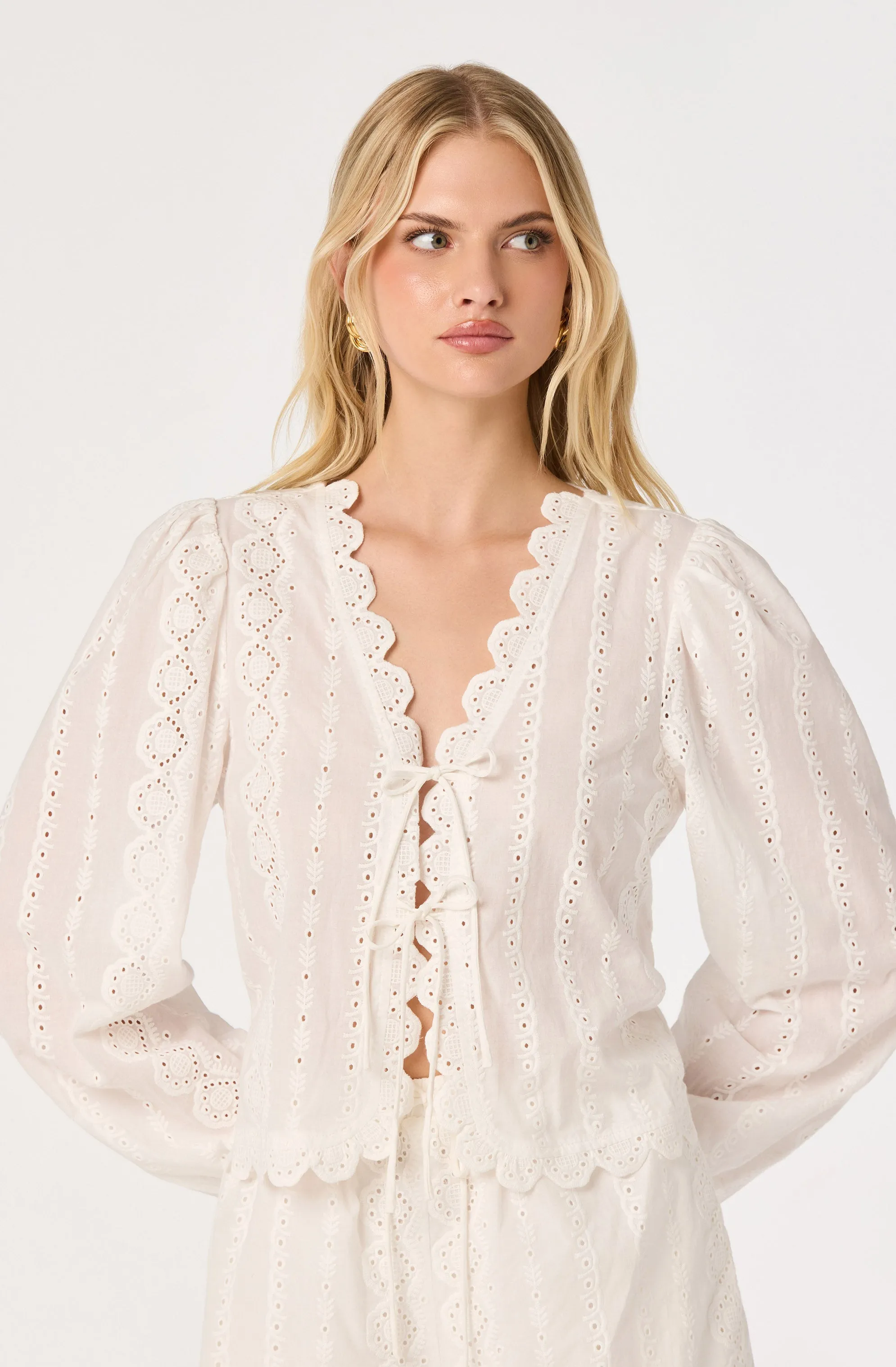Leah Eyelet Tie-Front Top sold by Astr product image thumbnail 5