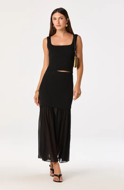 Halie Mixed Media Maxi Skirt sold by Astr