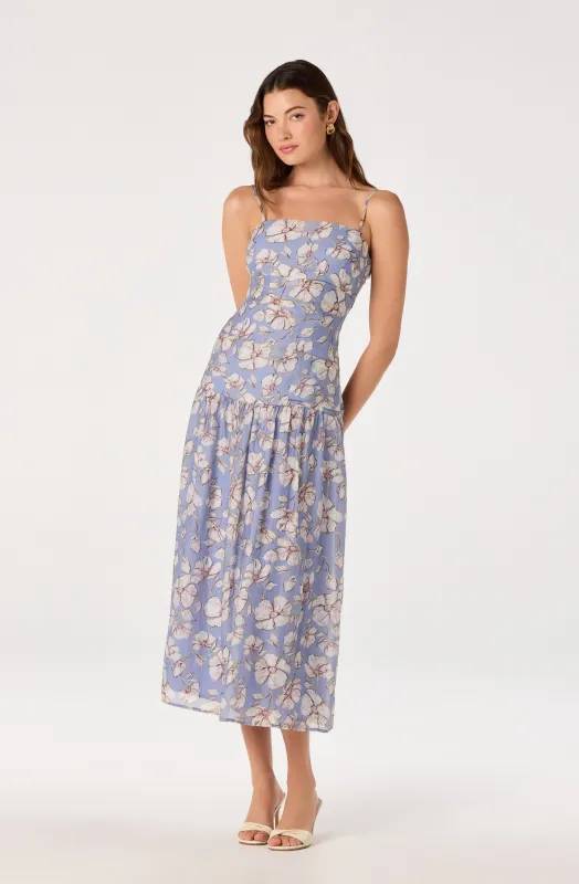 Ava Floral Pleated Midi Dress sold by Astr
