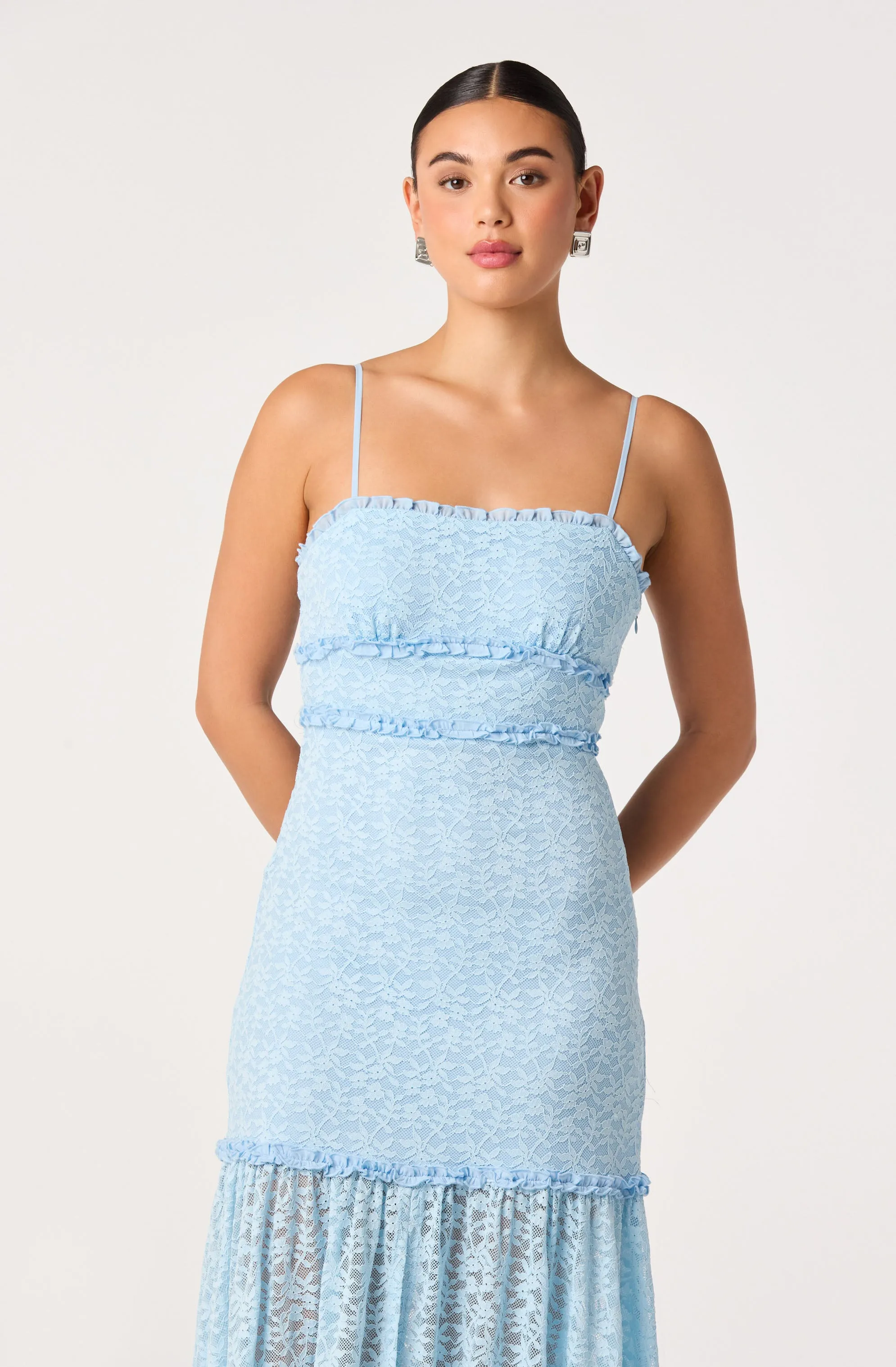 Ruffle Tiered Lace Maxi Dress sold by Astr product image thumbnail 4