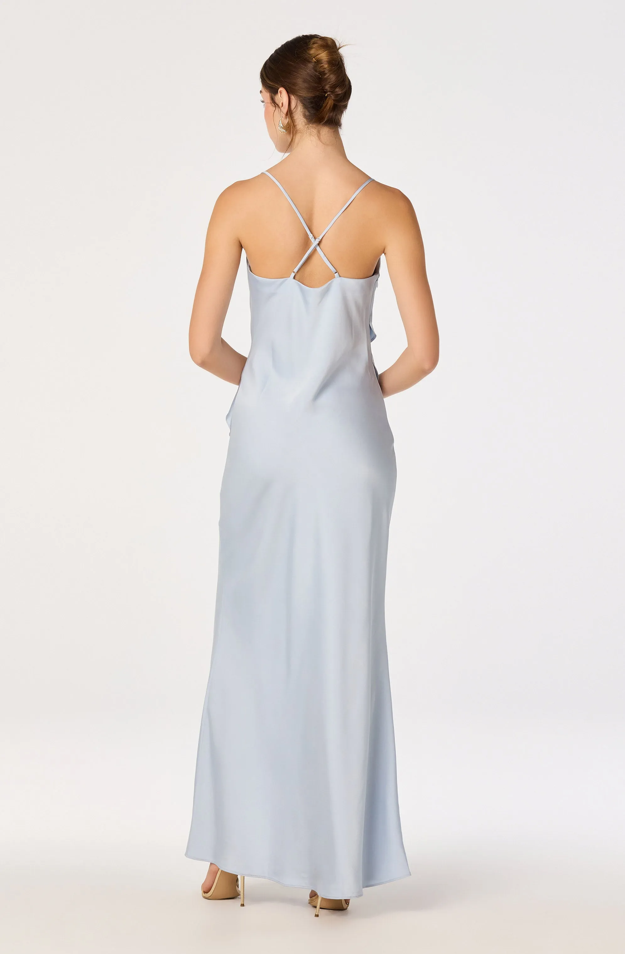 Adelina Satin Ruffle Maxi Dress sold by Astr product image thumbnail 3
