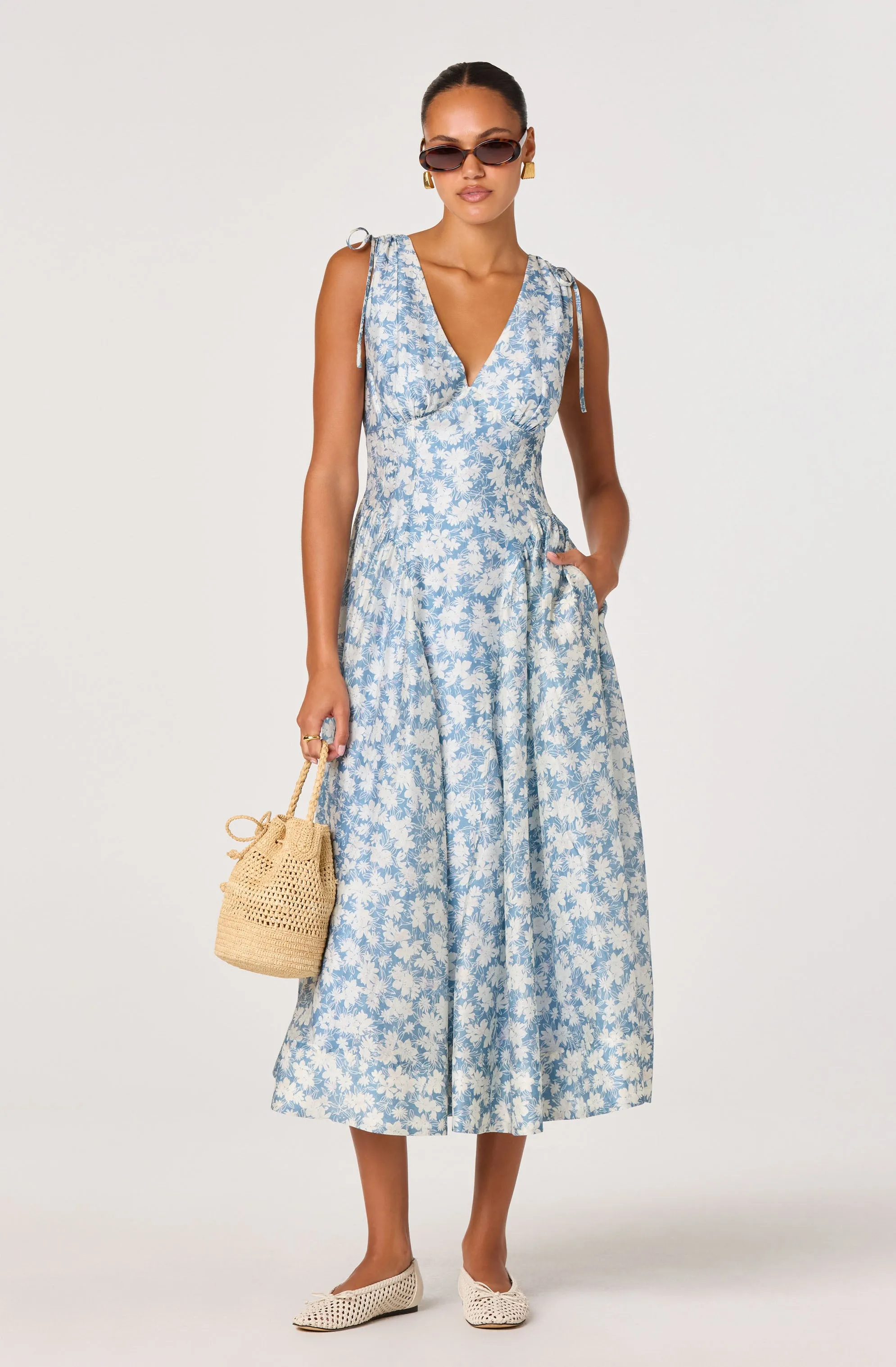 Emmery Floral Wrap Midi Dress sold by Astr