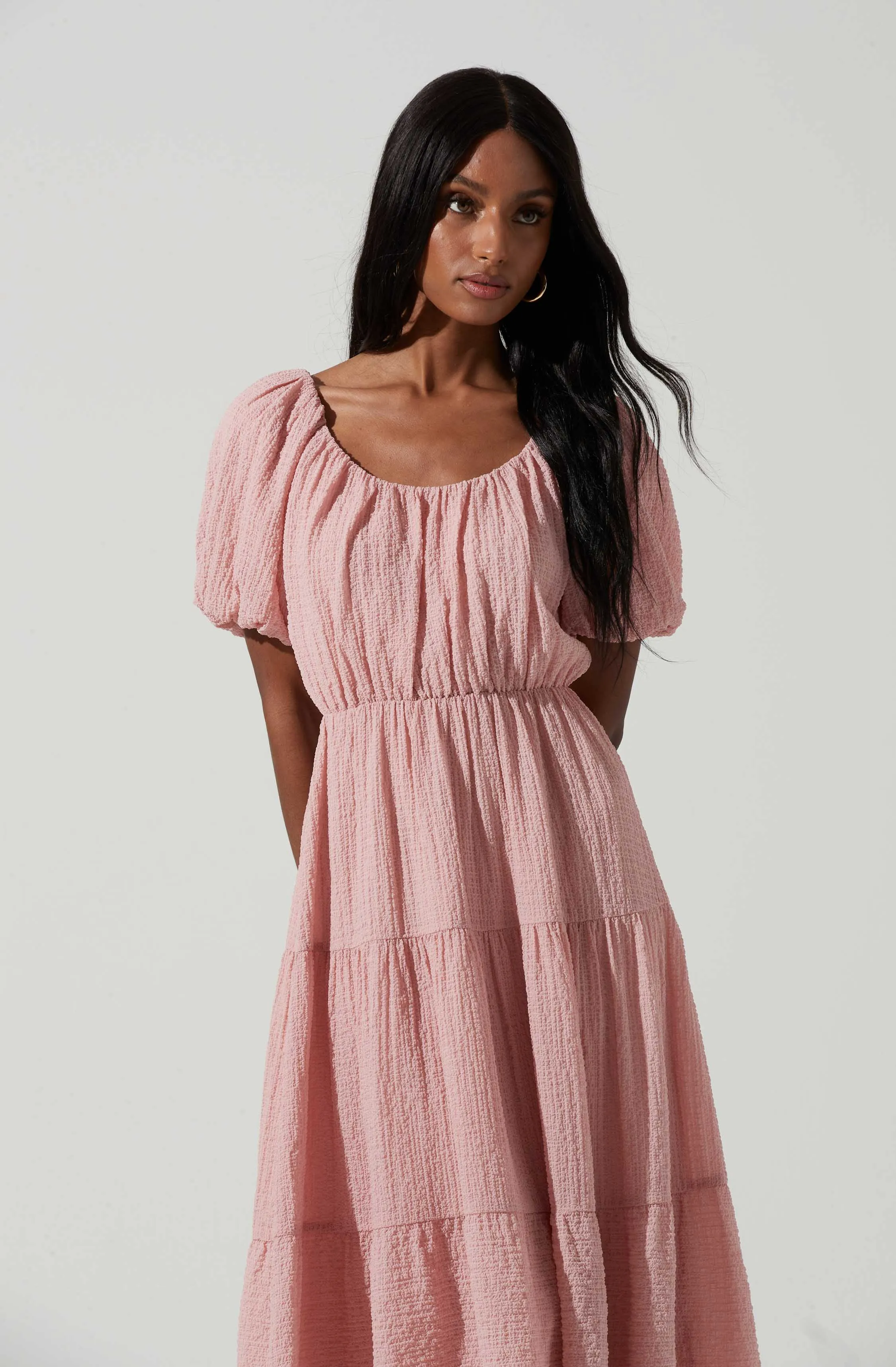 Smocked Tiered Midi Dress sold by Astr product image thumbnail 3
