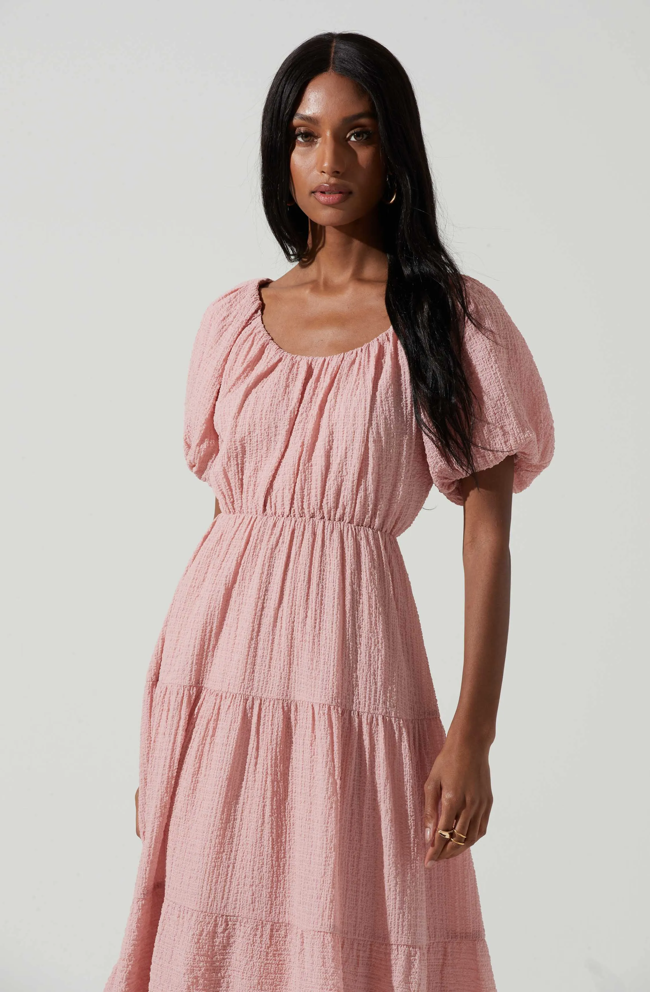 Smocked Tiered Midi Dress sold by Astr product image thumbnail 4