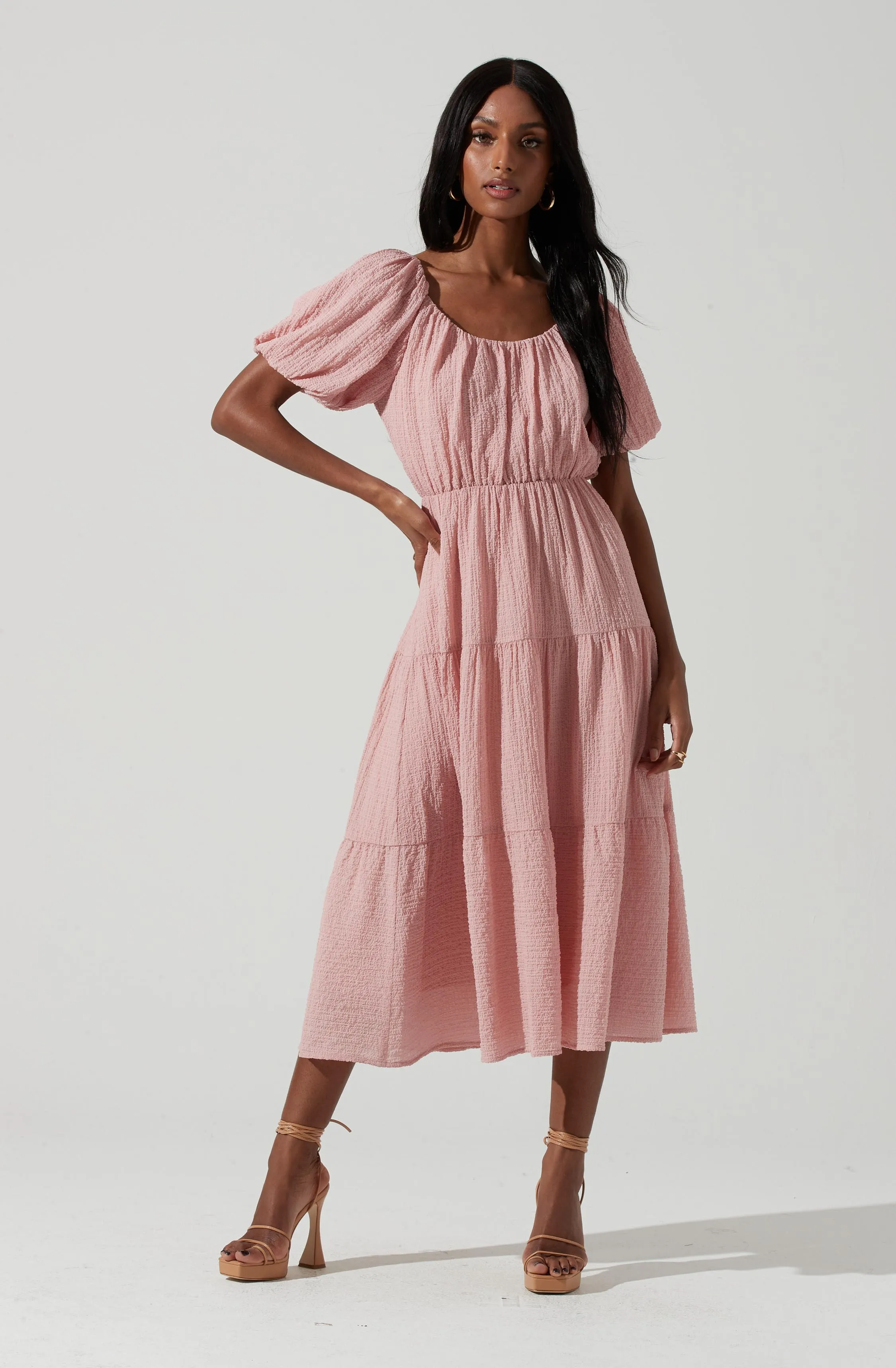 Smocked Tiered Midi Dress sold by Astr product image thumbnail 2