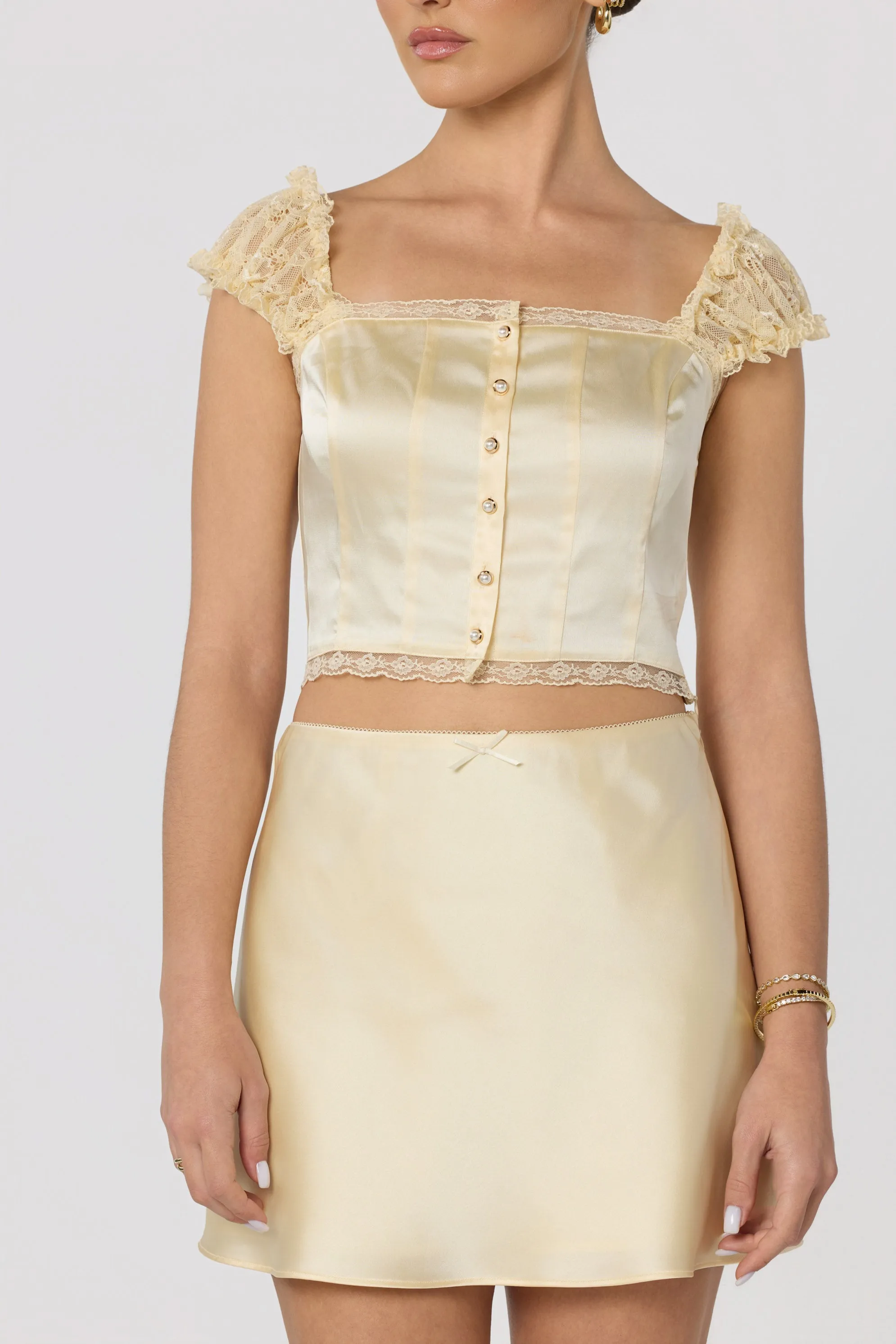 Elliana Lace Sleeve Satin Top sold by Astr product image thumbnail 4