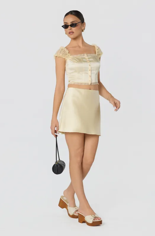 Elliana Lace Sleeve Satin Top made by Astr