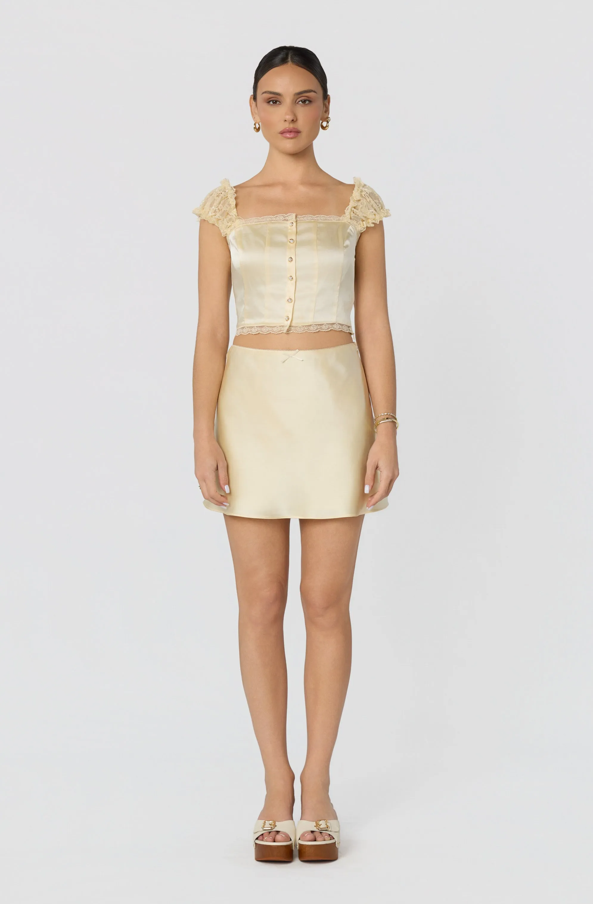 Elliana Lace Sleeve Satin Top sold by Astr product image thumbnail 2