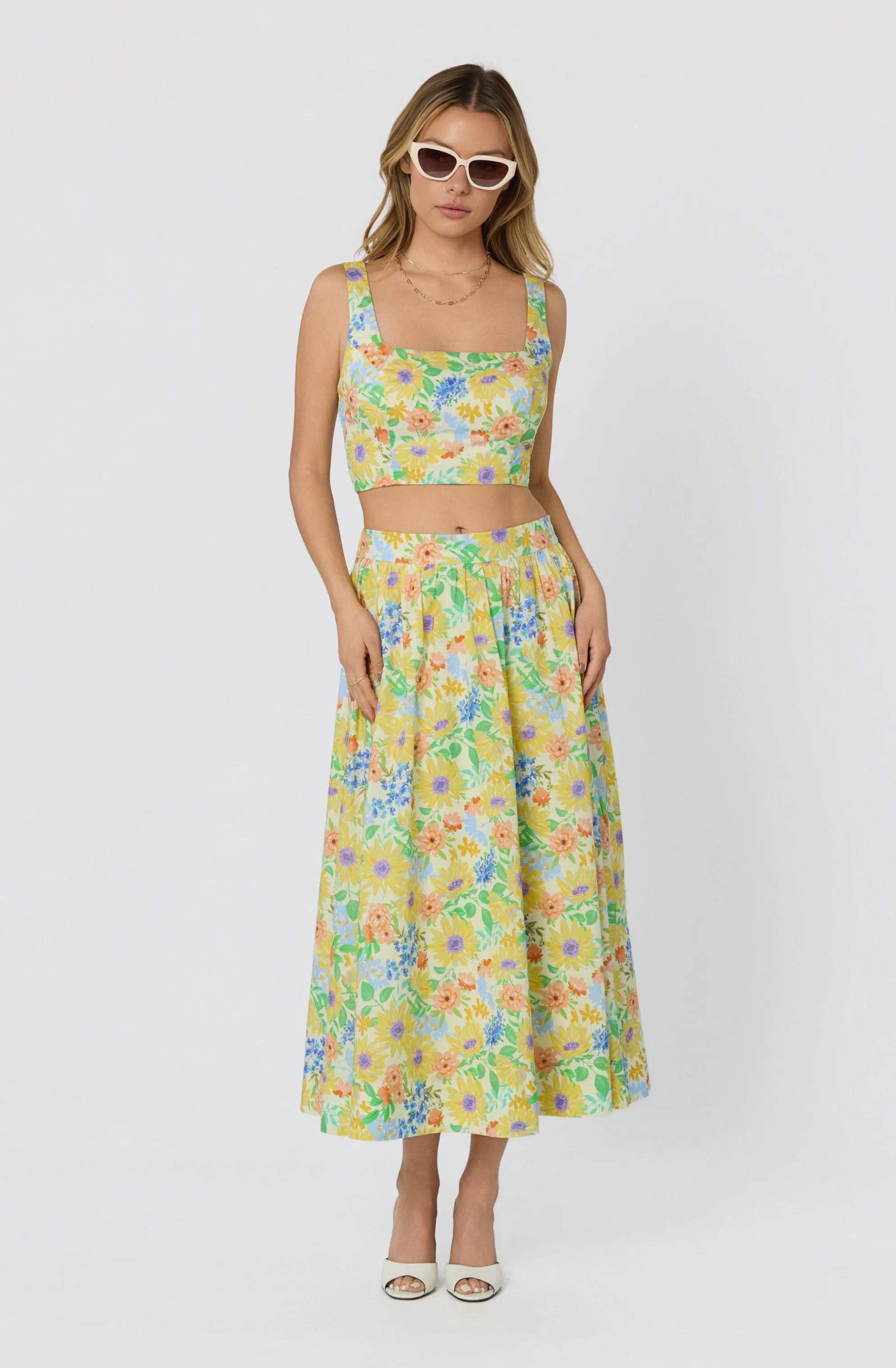 Jolie Floral Gathered Midi Skirt sold by Astr product image thumbnail 4
