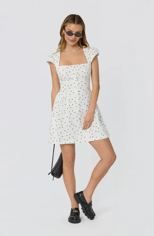 Averi Polka Dot Cap Sleeve Mini Dress made by Astr
