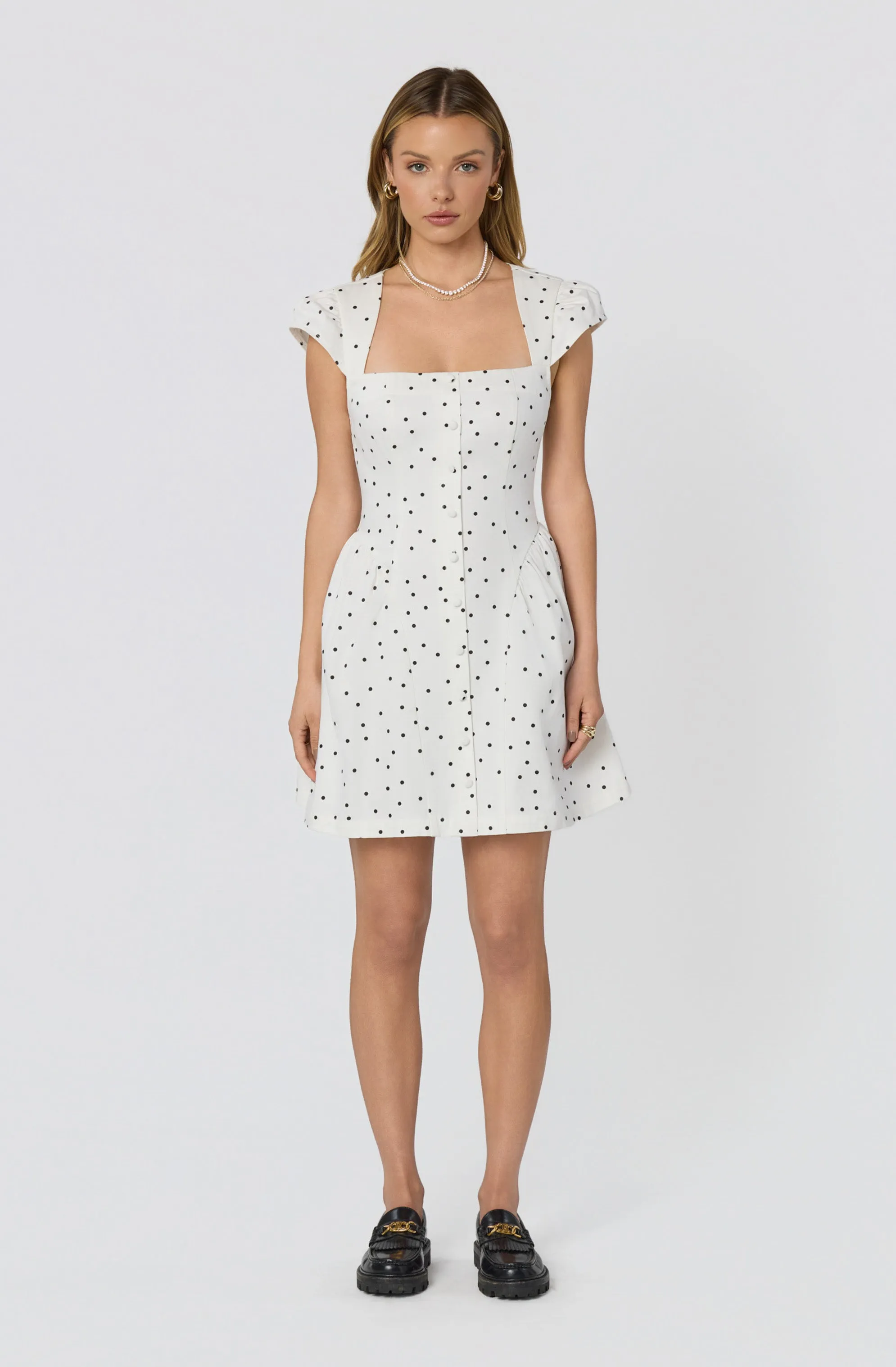 Averi Polka Dot Cap Sleeve Mini Dress sold by Astr product image thumbnail 3