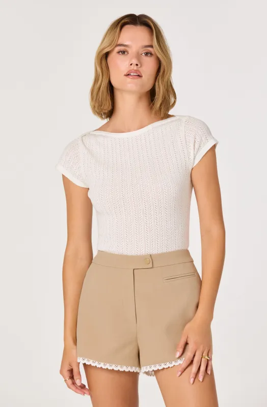 River Open-Knit Eyelet Tee sold by Astr