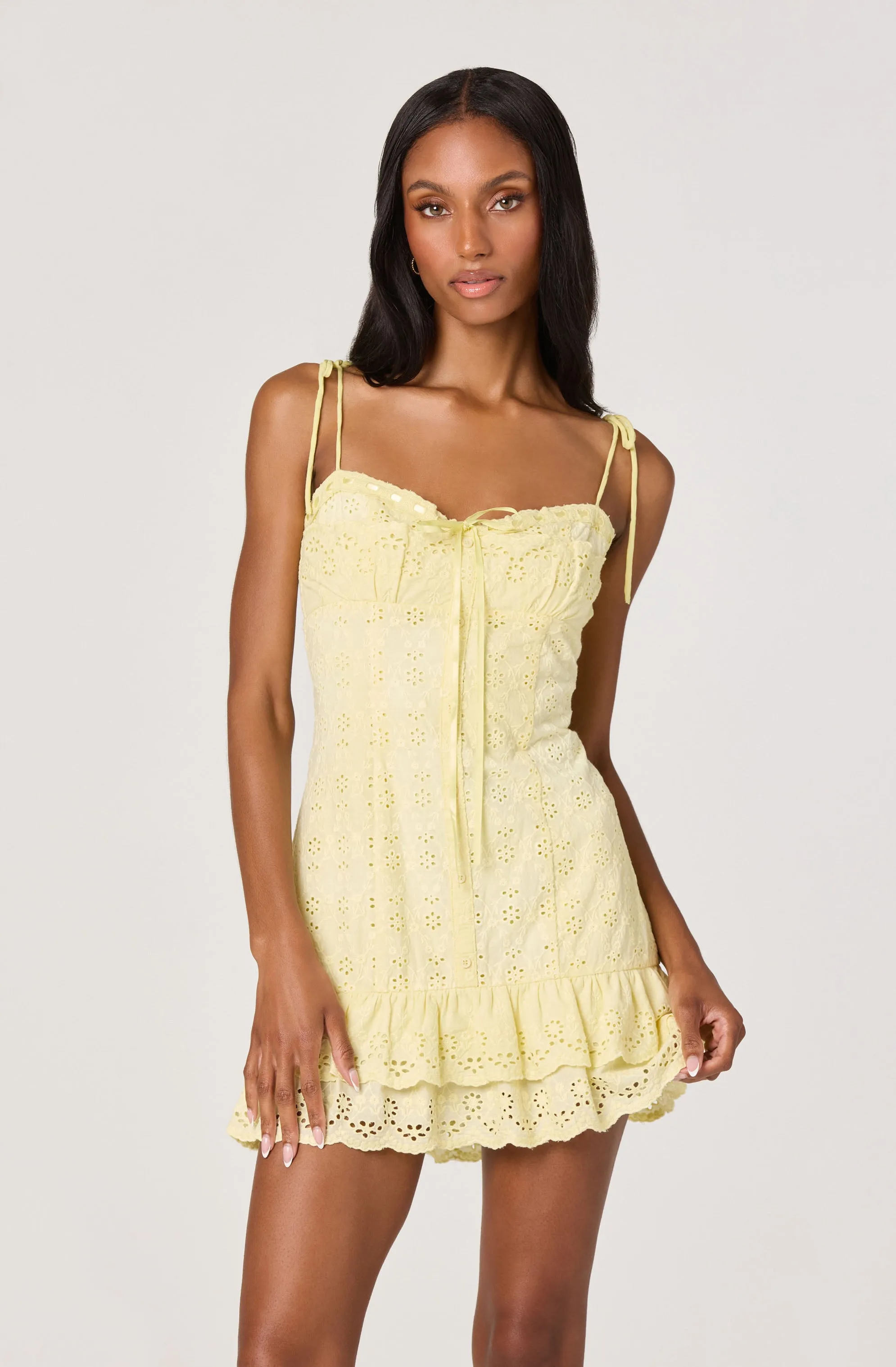 Kelley Eyelet Tie-Strap Mini Dress sold by Astr product image thumbnail 4