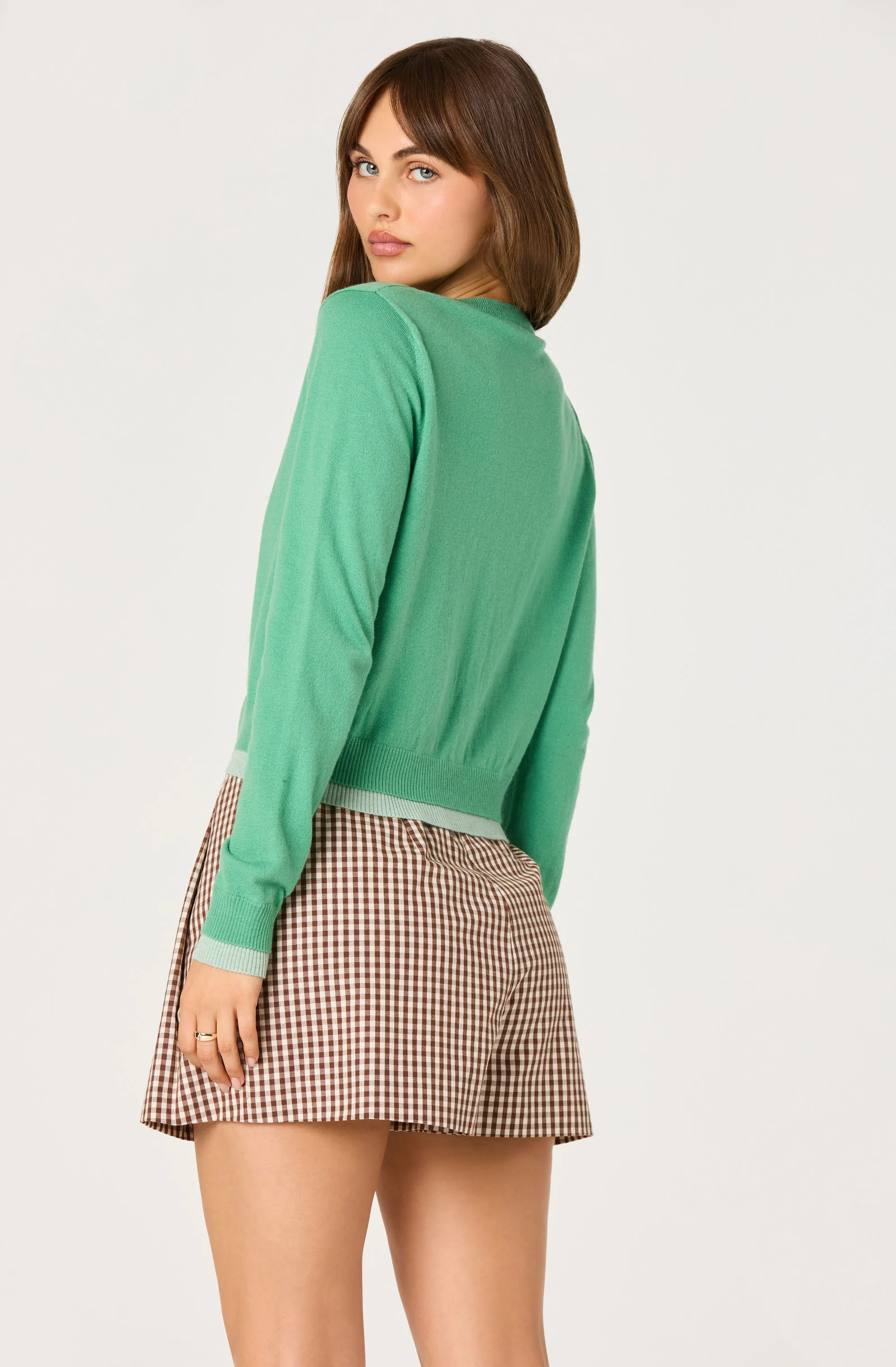 Clovis Color Block Faux Layered Cardigan sold by Astr product image thumbnail 4