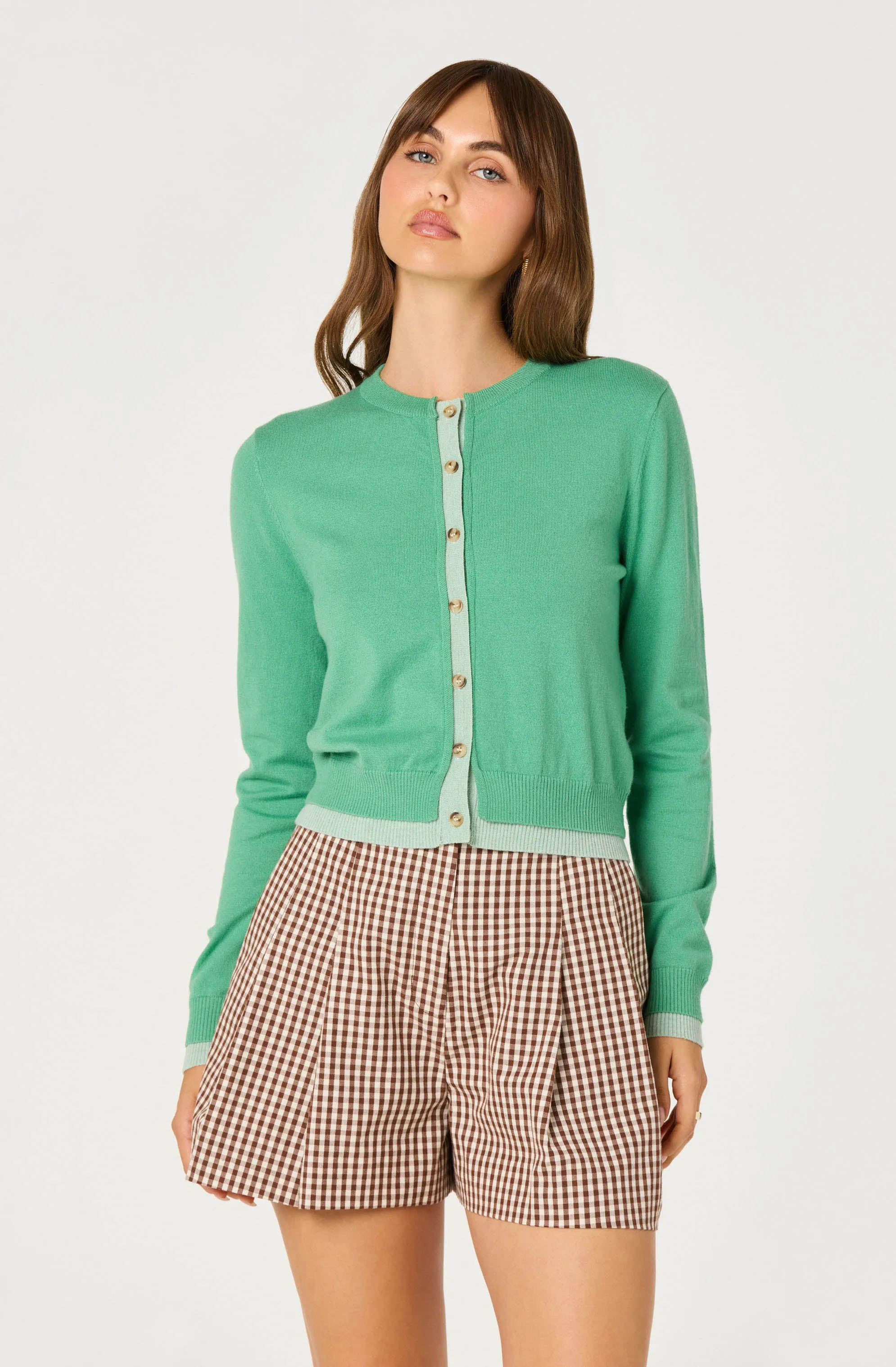 Clovis Color Block Faux Layered Cardigan sold by Astr product image thumbnail 5