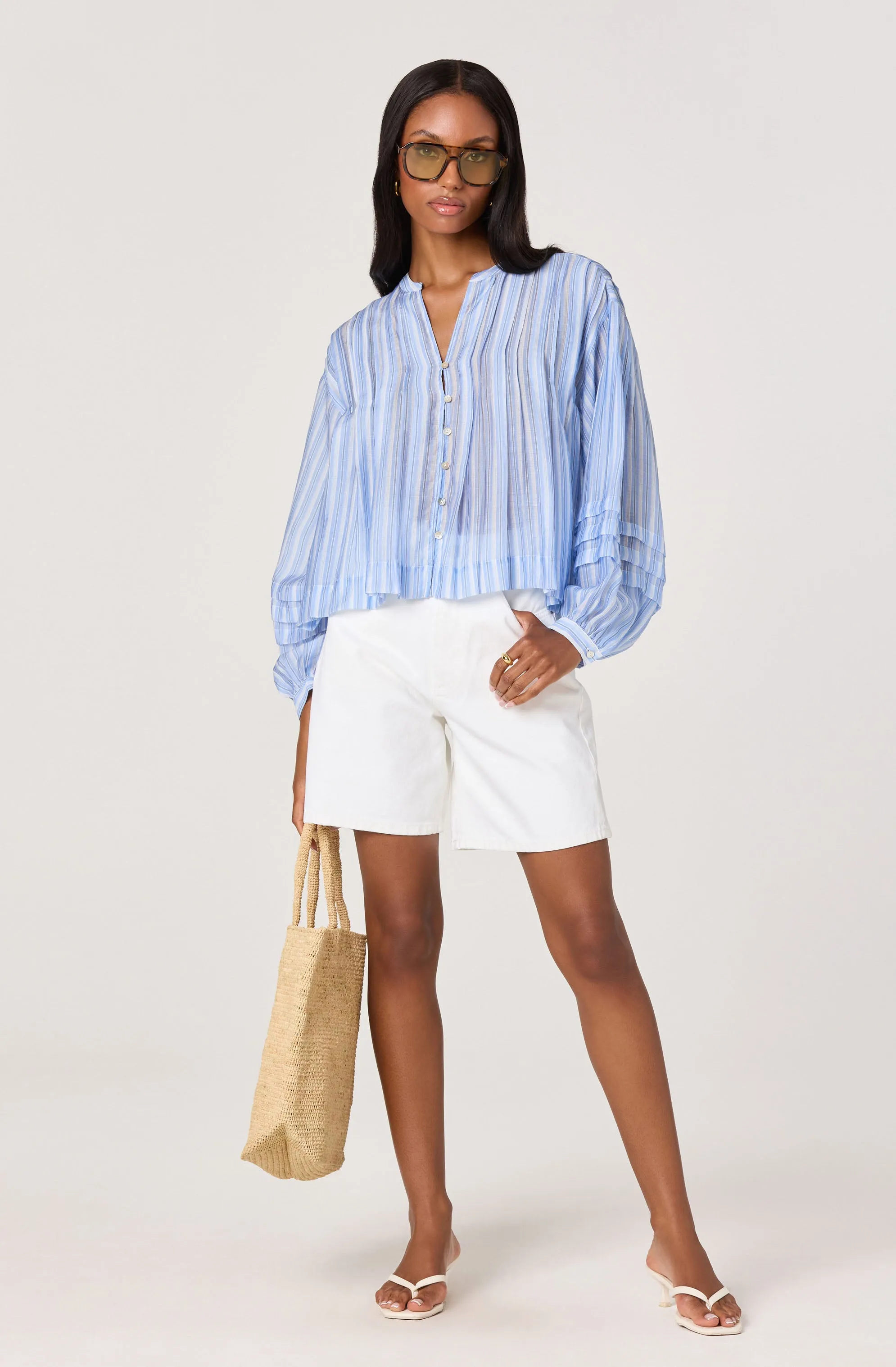 Ericka Striped Balloon Sleeve Blouse sold by Astr product image thumbnail 5