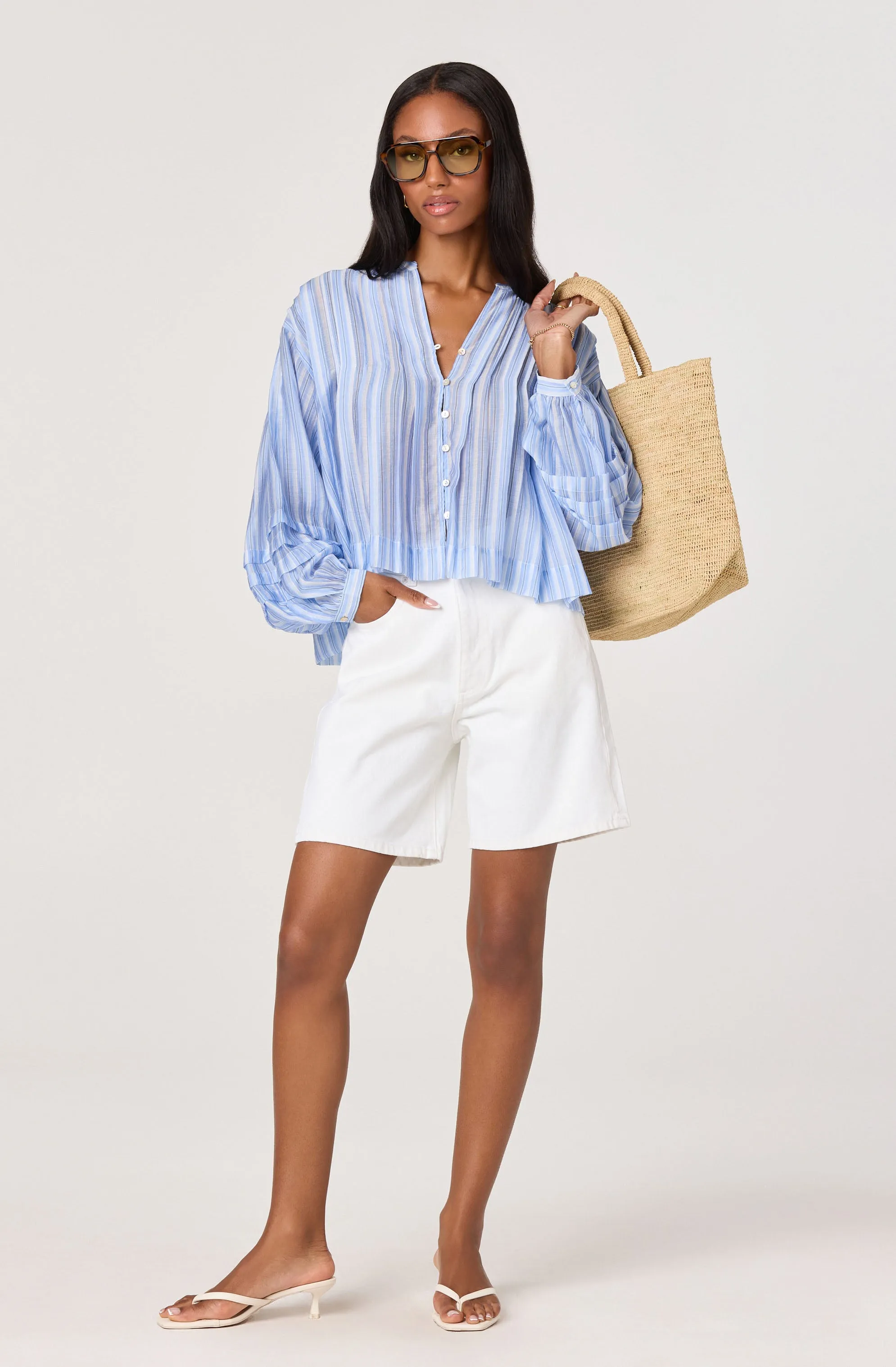 Ericka Striped Balloon Sleeve Blouse sold by Astr product image thumbnail 3