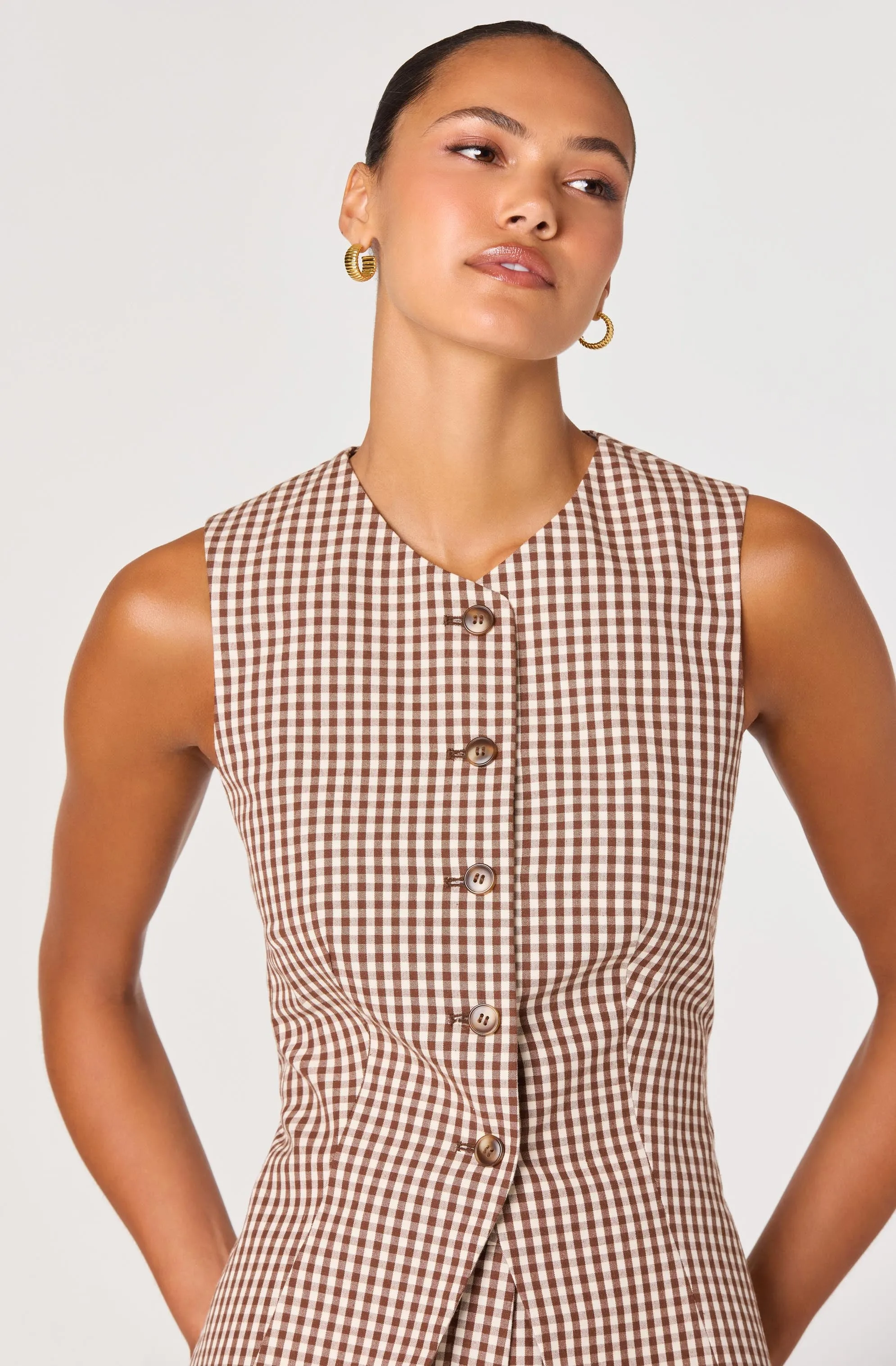 Karan Gingham Longline Vest sold by Astr product image thumbnail 5