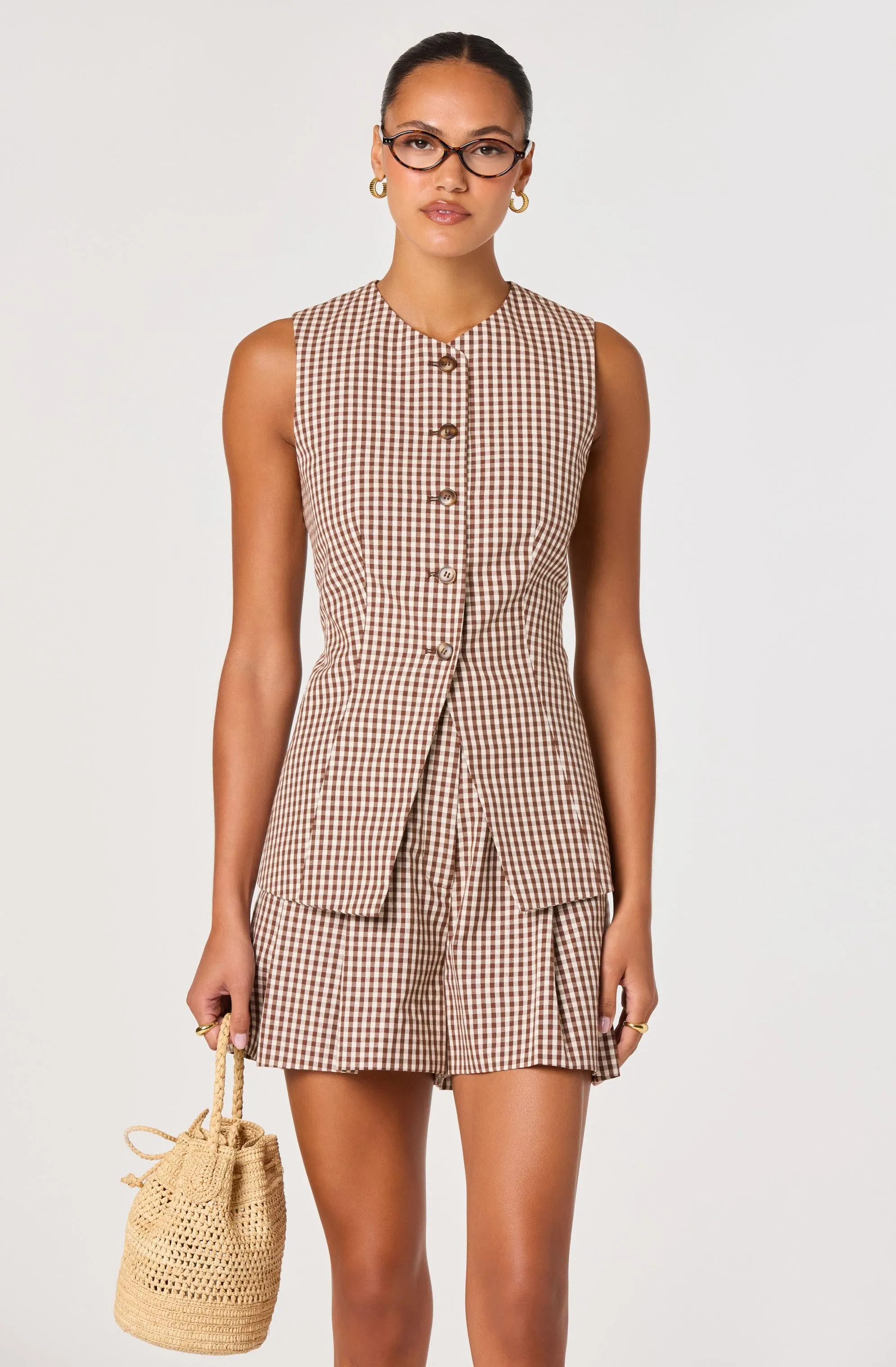 Karan Gingham Longline Vest sold by Astr product image thumbnail 2