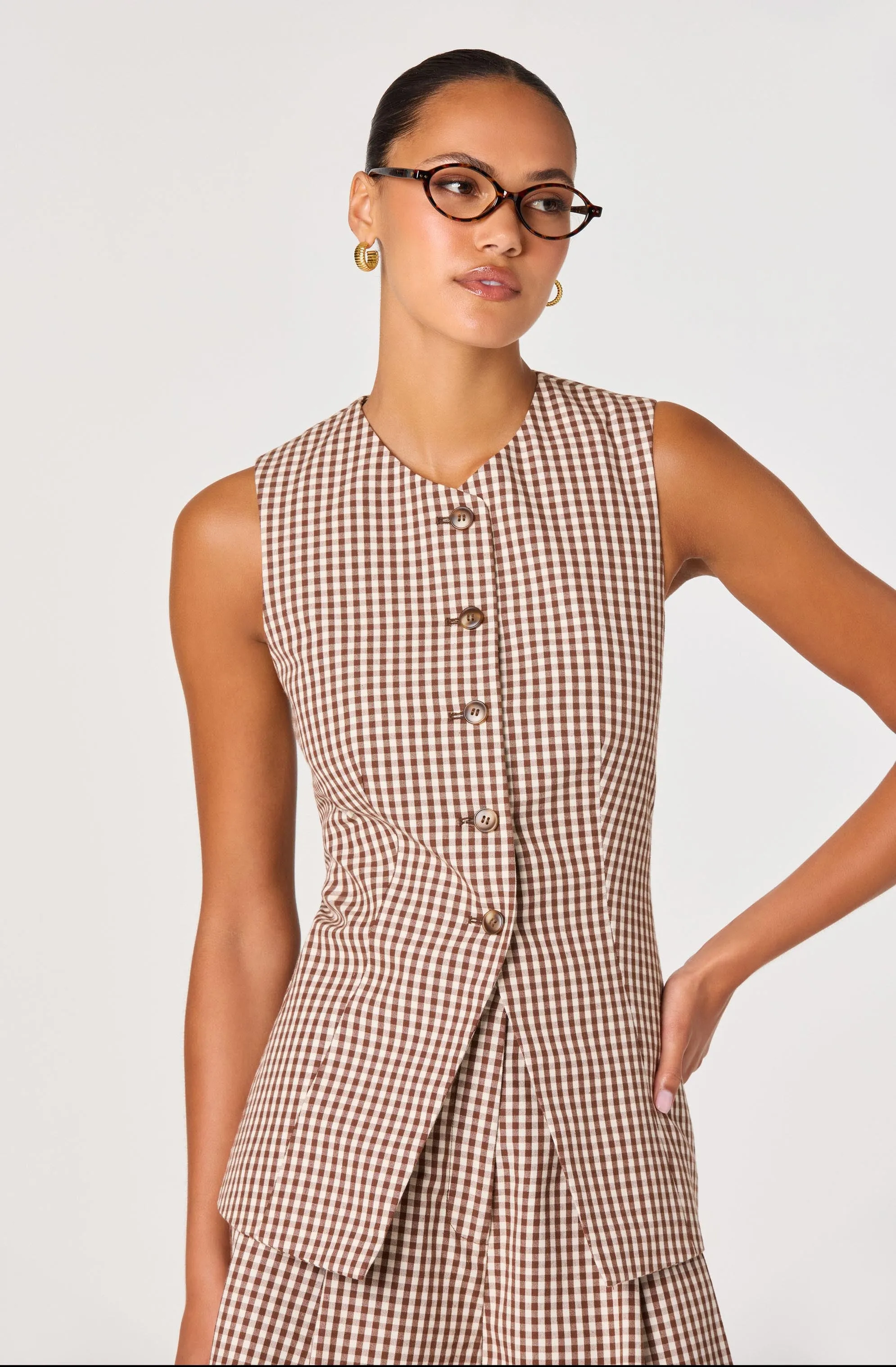 Karan Gingham Longline Vest sold by Astr product image thumbnail 3