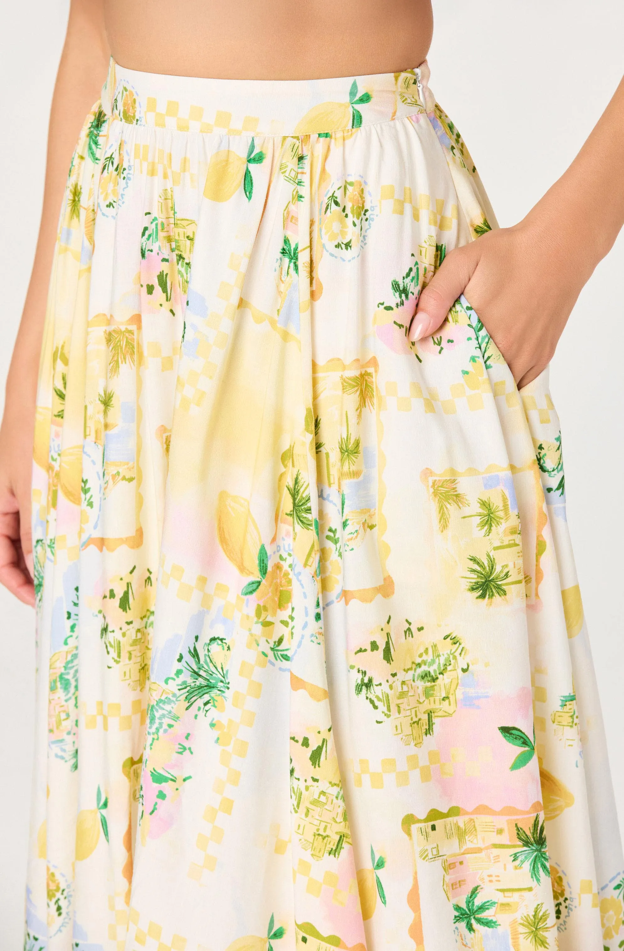 Kaleigh Paradise Print Gathered Midi Skirt sold by Astr product image thumbnail 5