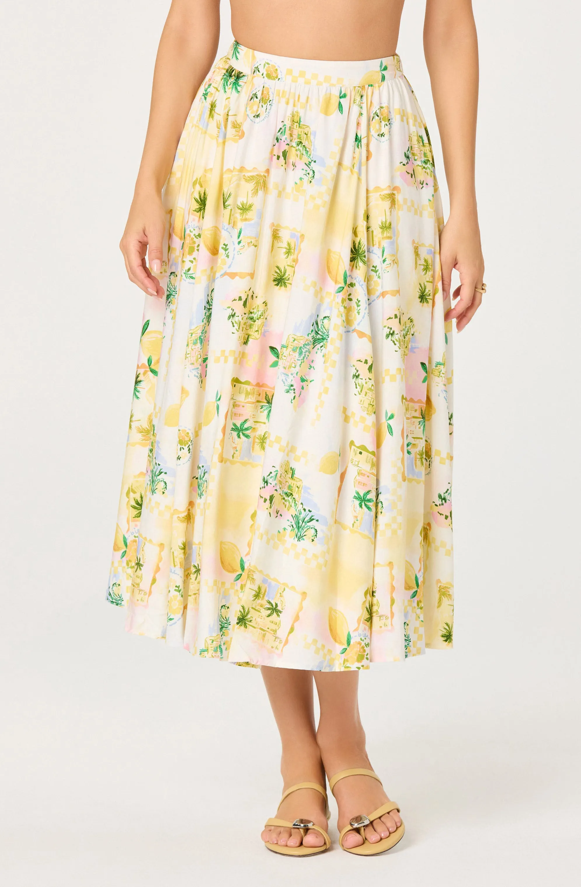 Kaleigh Paradise Print Gathered Midi Skirt sold by Astr product image thumbnail 3