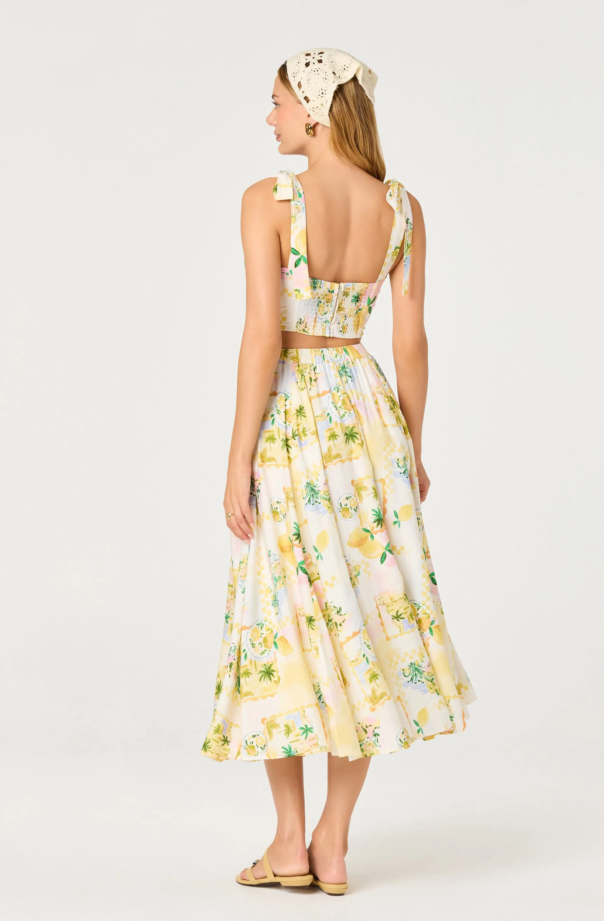 Kaleigh Paradise Print Gathered Midi Skirt sold by Astr product image thumbnail 4