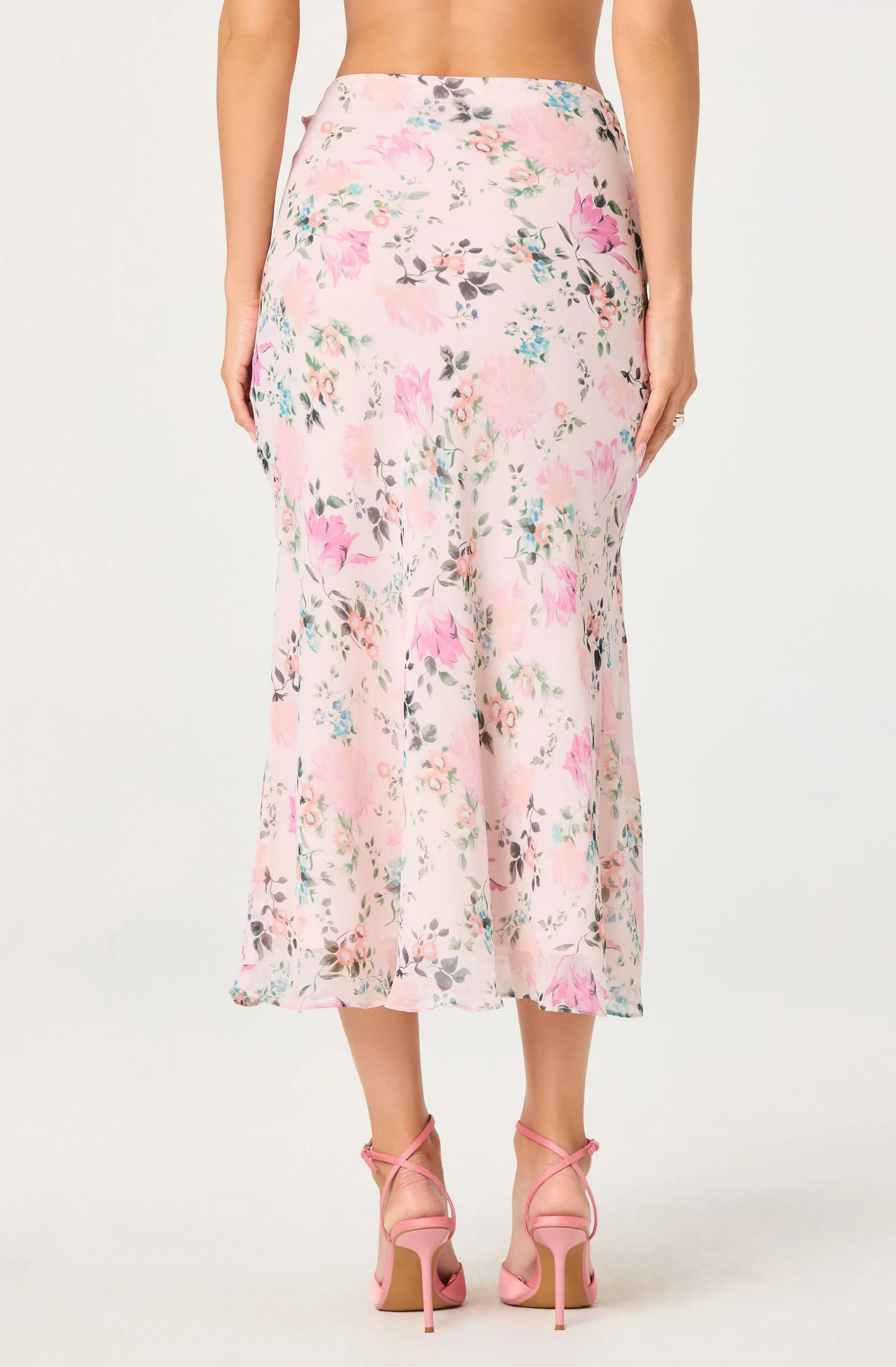 Ananda Floral Bias-Cut Ruffle Midi Skirt sold by Astr product image thumbnail 3