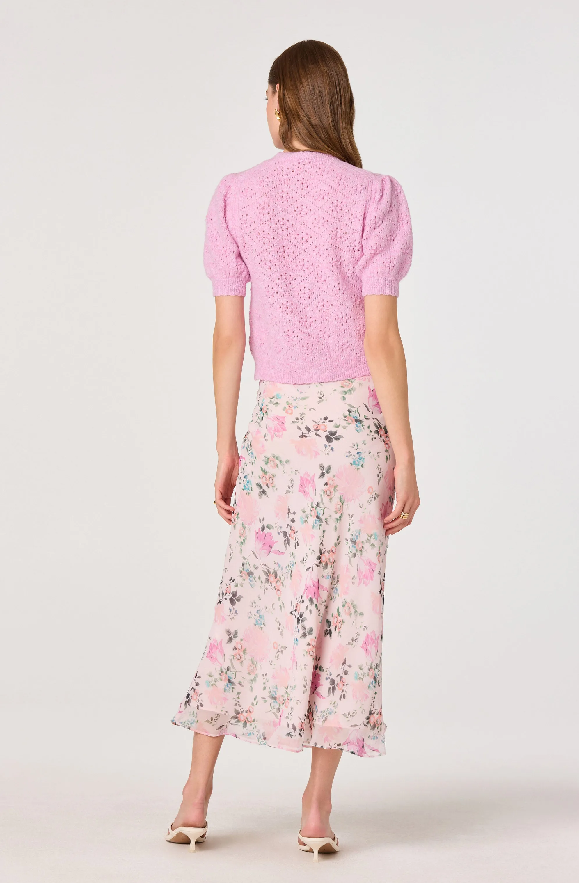 Ananda Floral Bias-Cut Ruffle Midi Skirt sold by Astr product image thumbnail 5