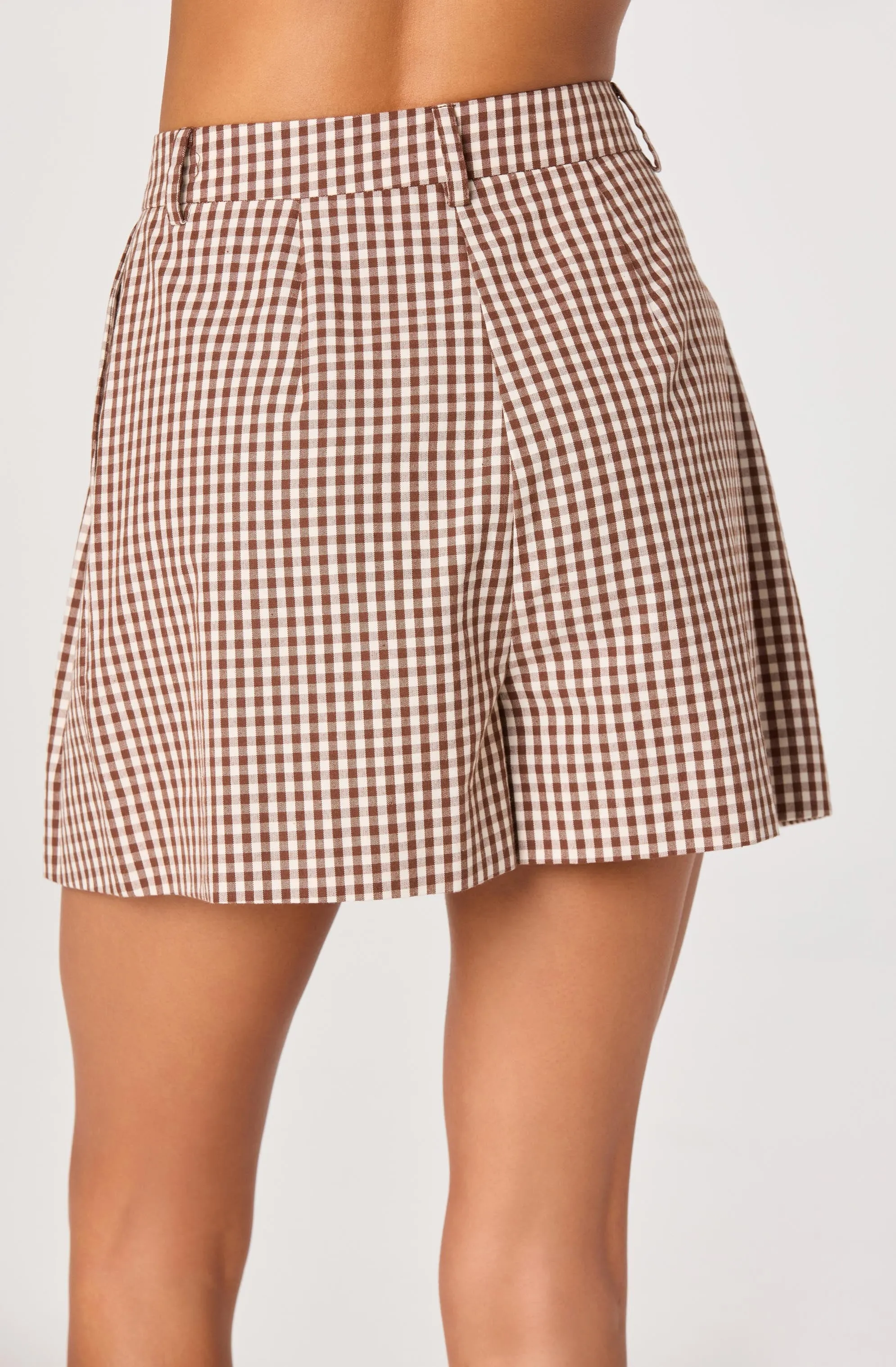 Preston Gingham Pleated High-Rise Shorts sold by Astr product image thumbnail 4
