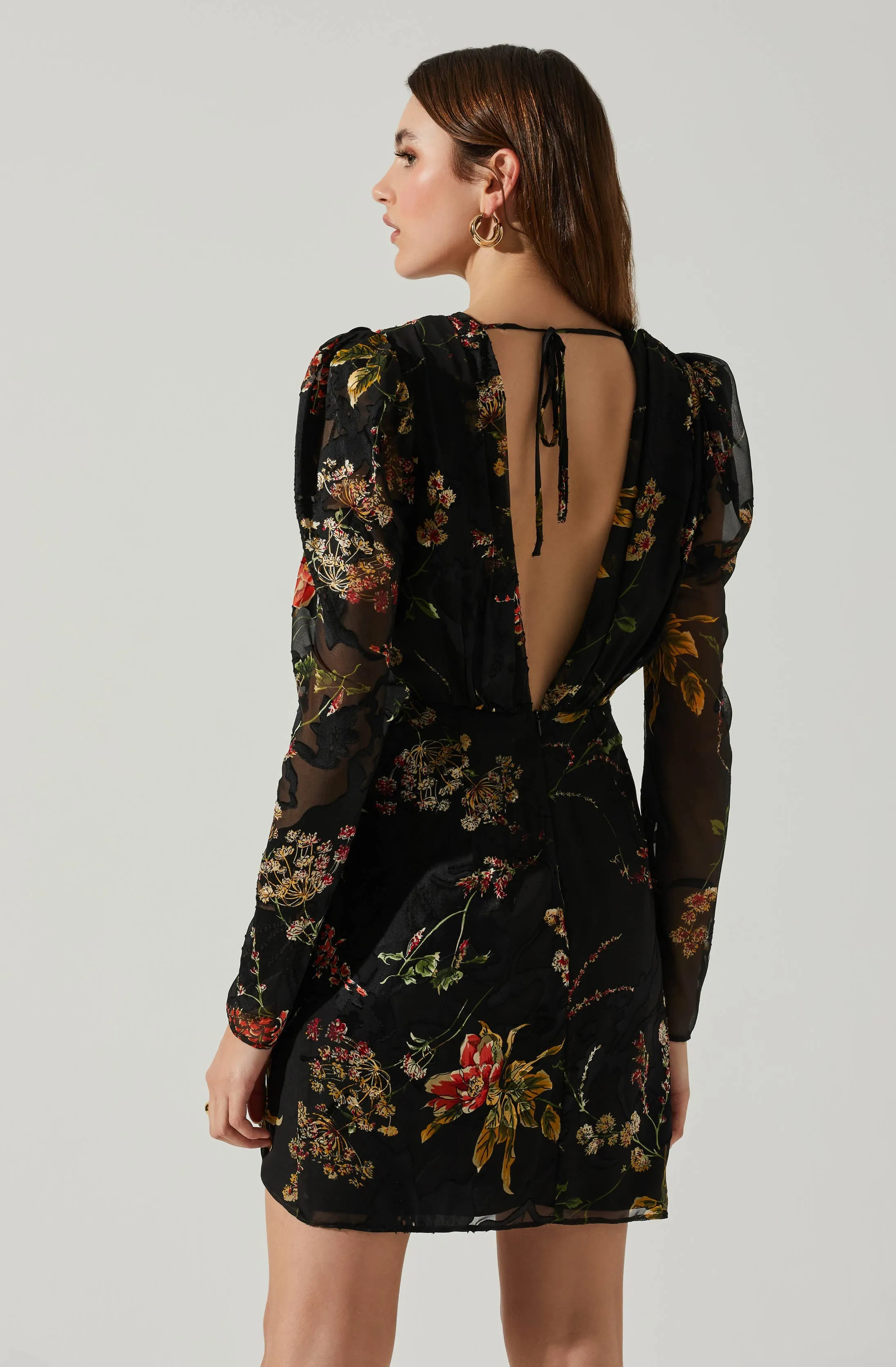 Cindy Floral Burnout Long Sleeve Mini Dress sold by Astr product image thumbnail 5