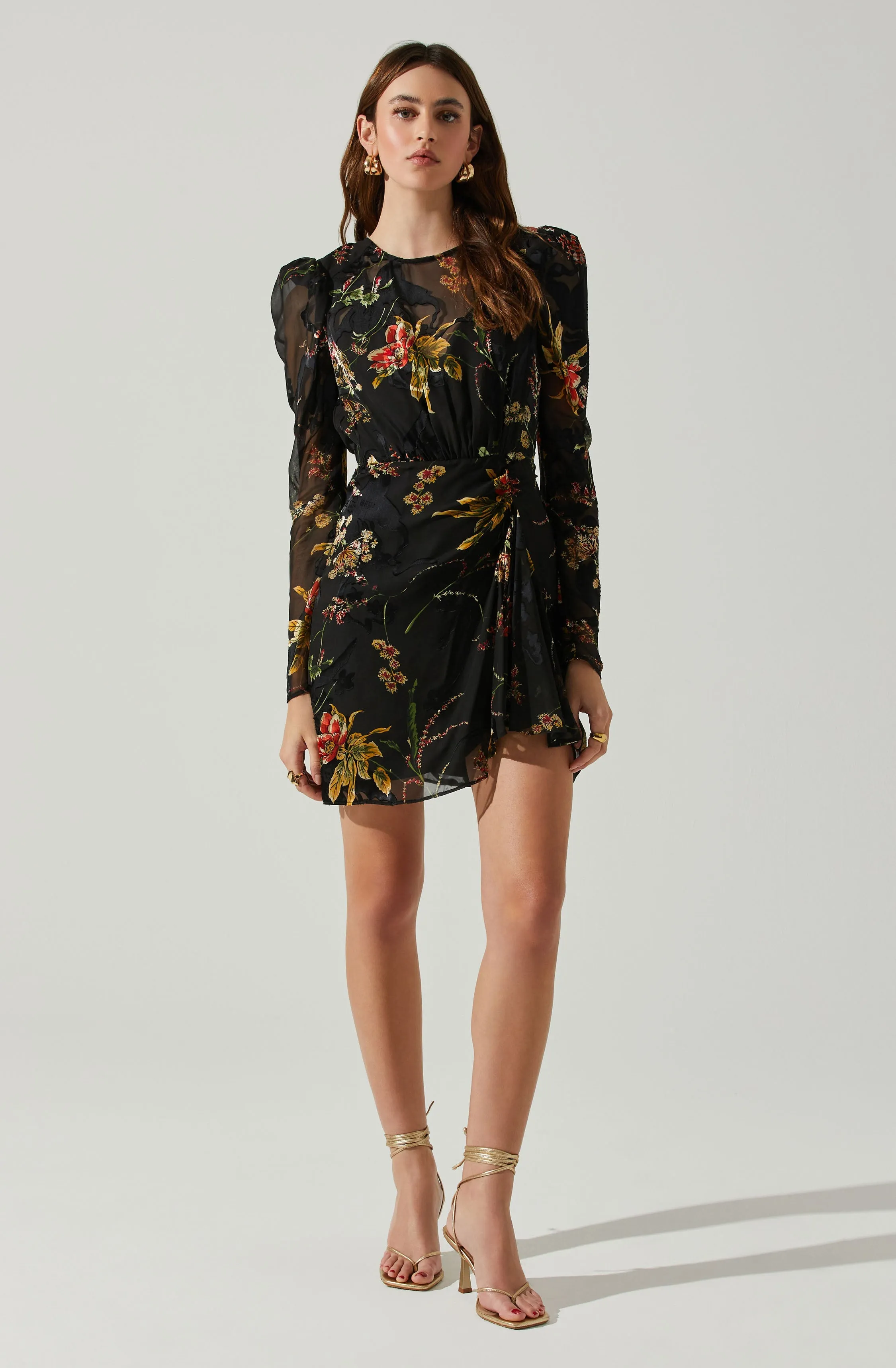 Cindy Floral Burnout Long Sleeve Mini Dress sold by Astr product image thumbnail 3
