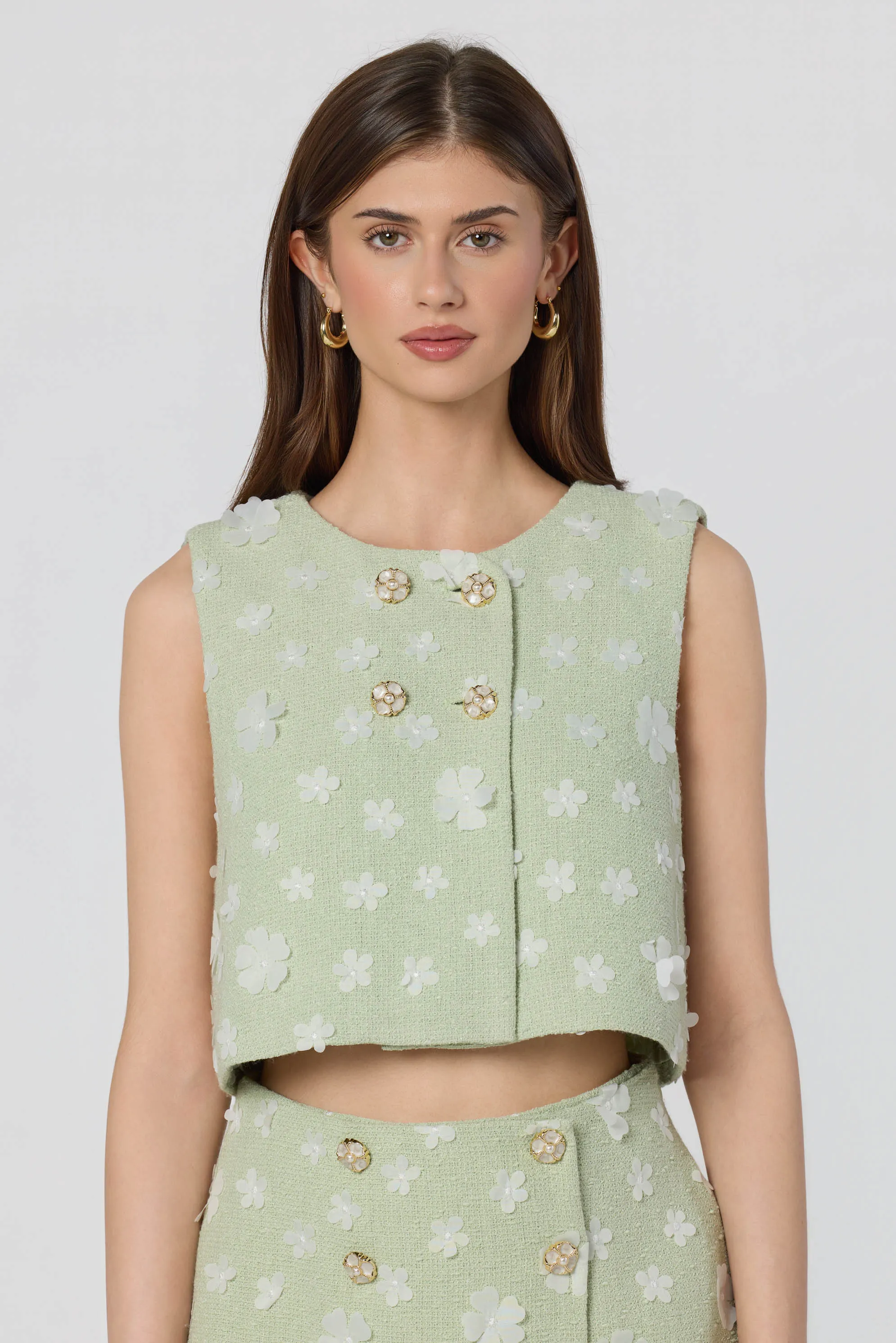 Janell Floral Applique Cropped Vest sold by Astr product image thumbnail 4