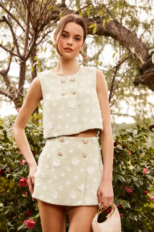 Janell Floral Applique Cropped Vest sold by Astr