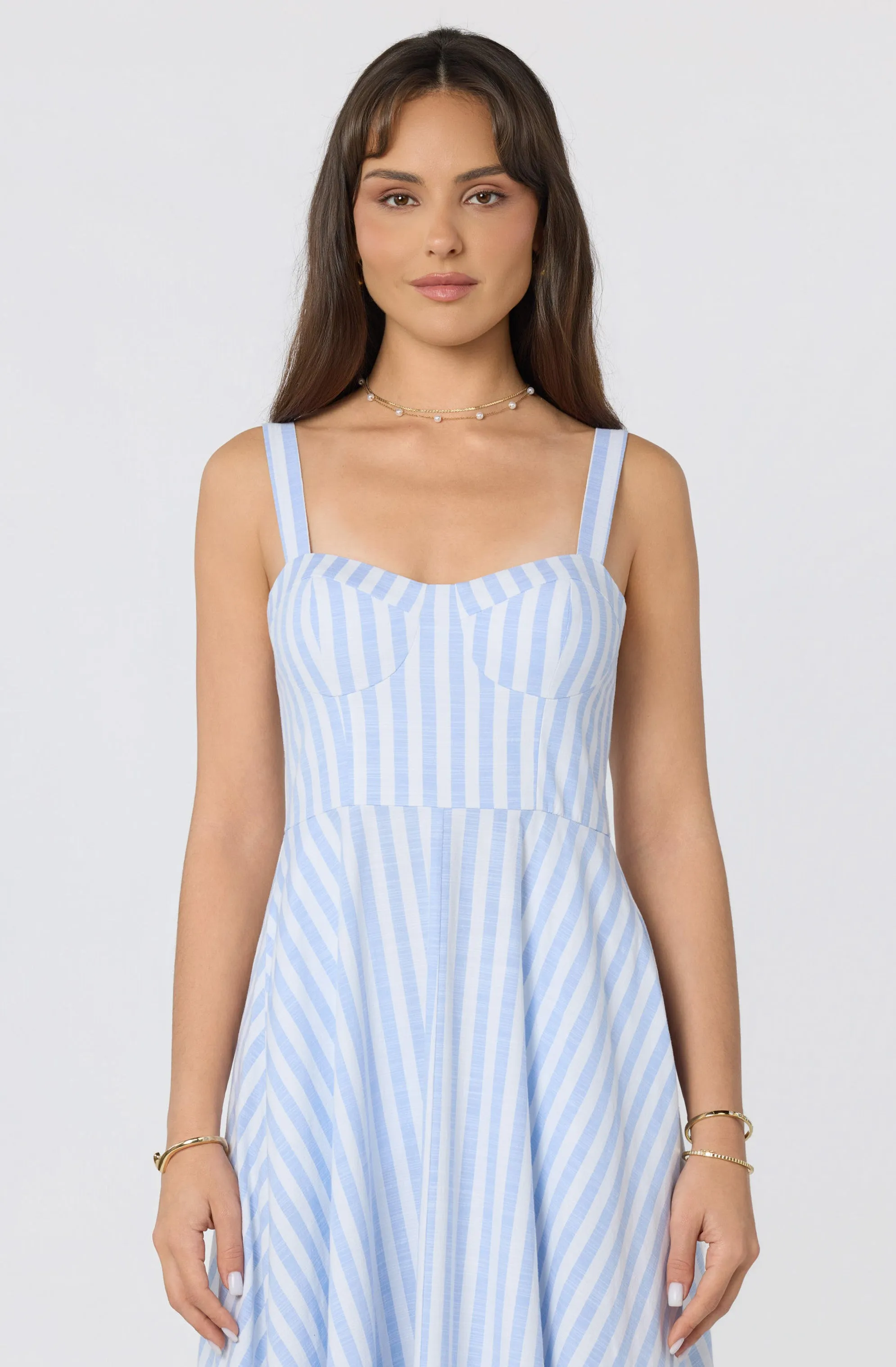 Isabela Striped Sweetheart Midi Dress sold by Astr product image thumbnail 4