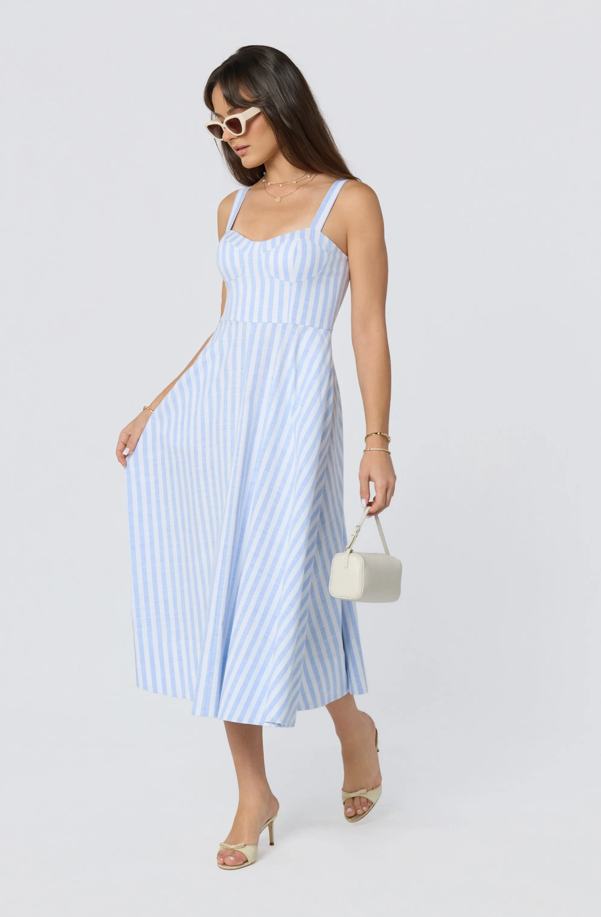 Isabela Striped Sweetheart Midi Dress sold by Astr product image thumbnail 5