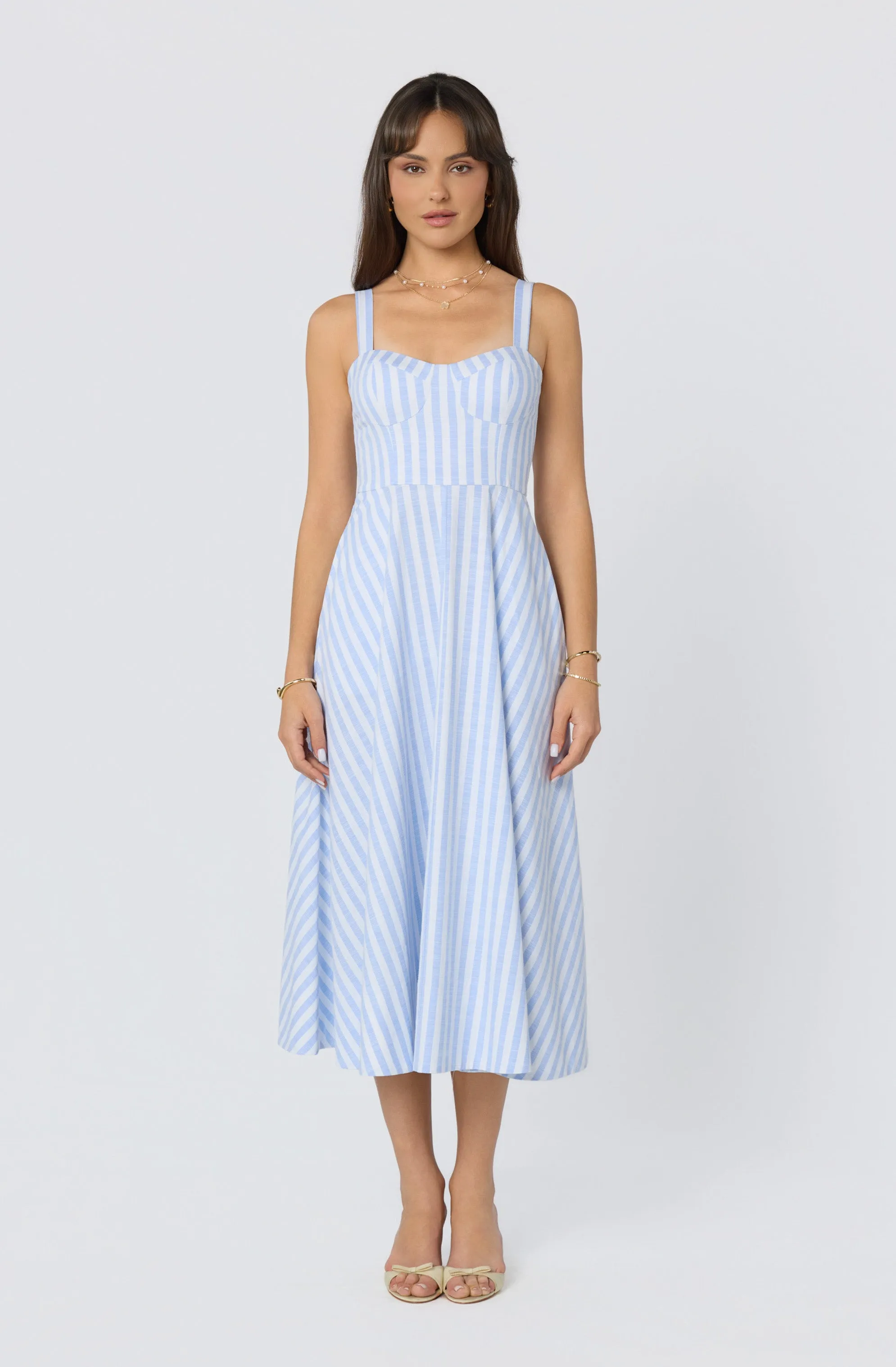 Isabela Striped Sweetheart Midi Dress sold by Astr product image thumbnail 2
