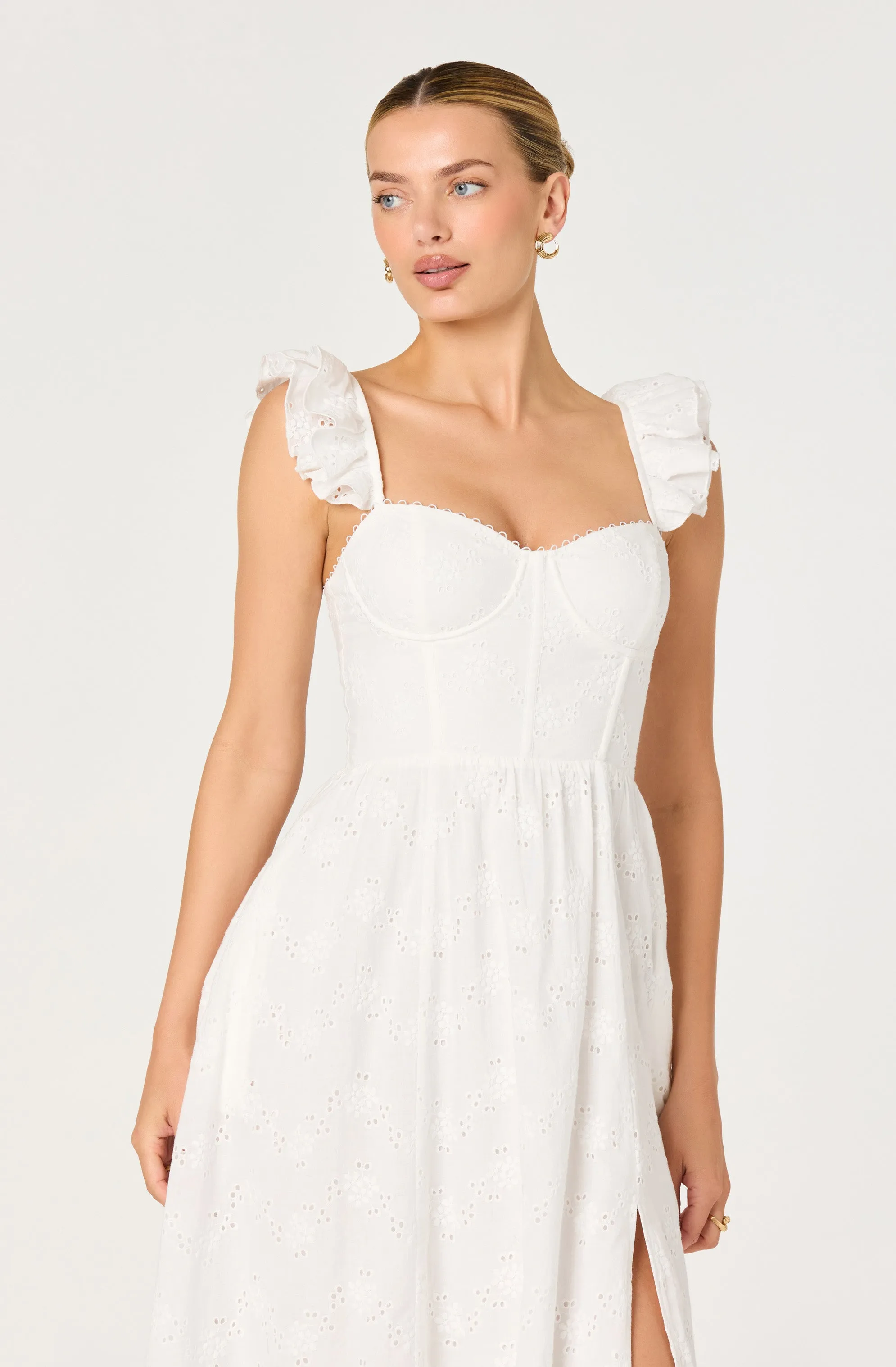 Wedelia Ruffle Strap Eyelet Corset Midi Dress sold by Astr product image thumbnail 4