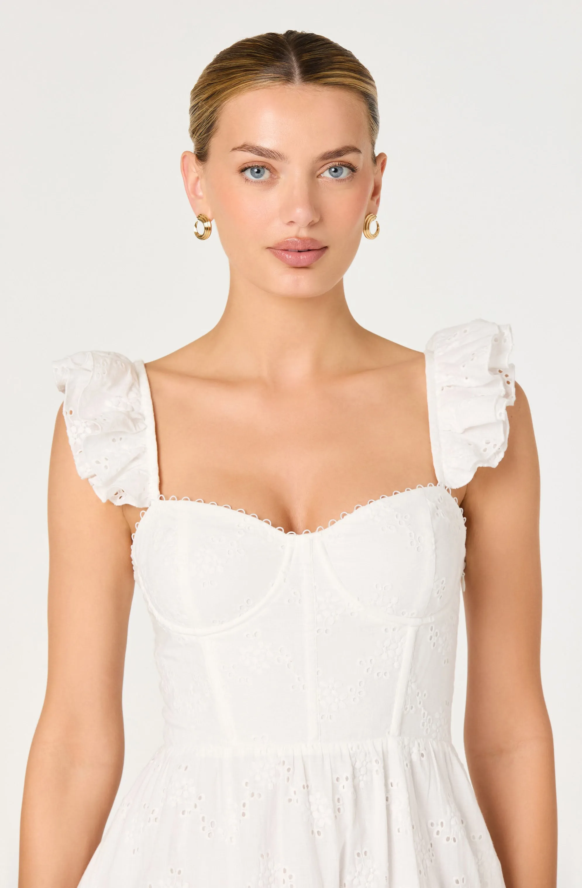 Wedelia Ruffle Strap Eyelet Corset Midi Dress sold by Astr product image thumbnail 5