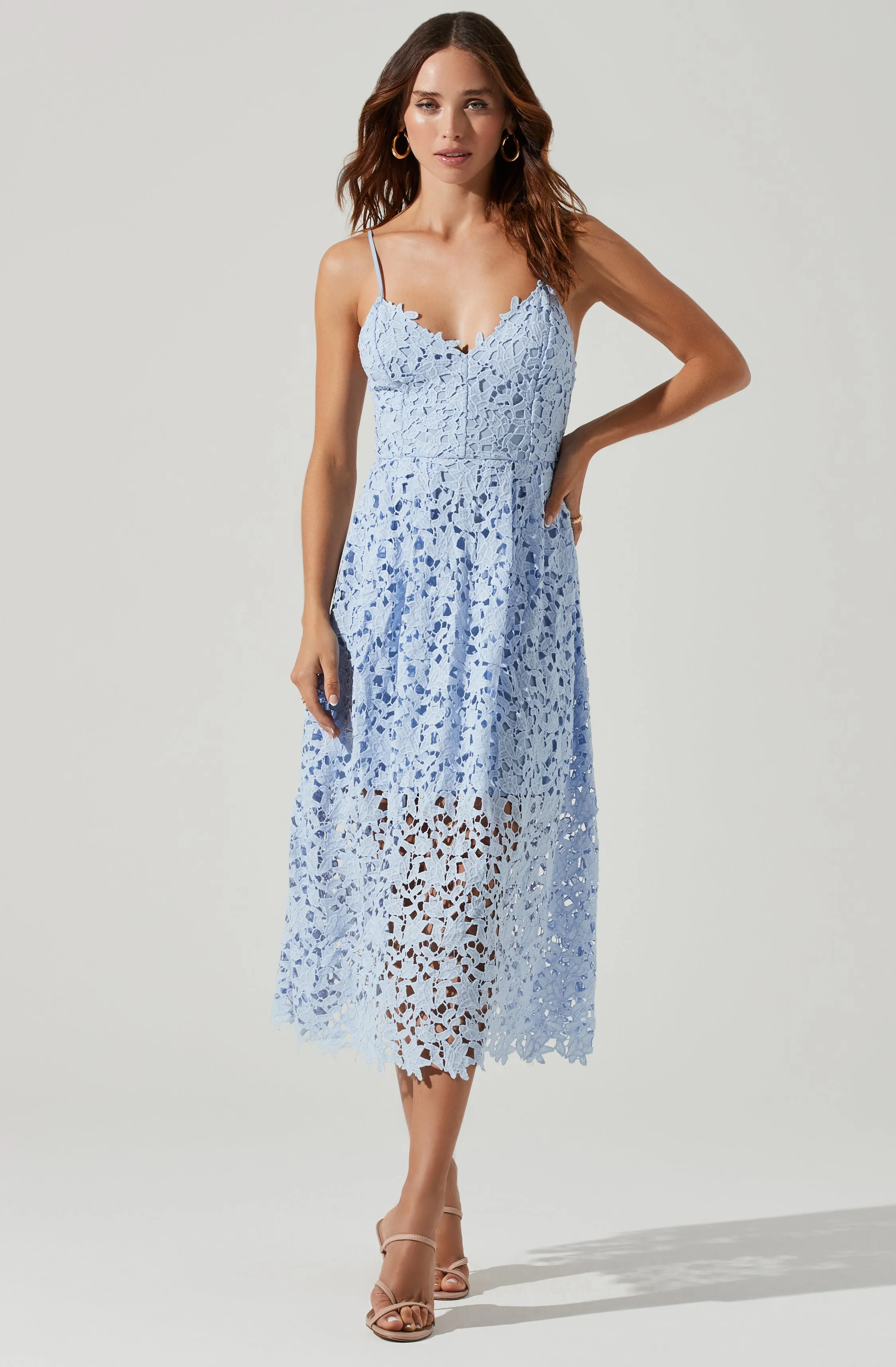 Lace A Line Midi Dress sold by Astr product image thumbnail 4