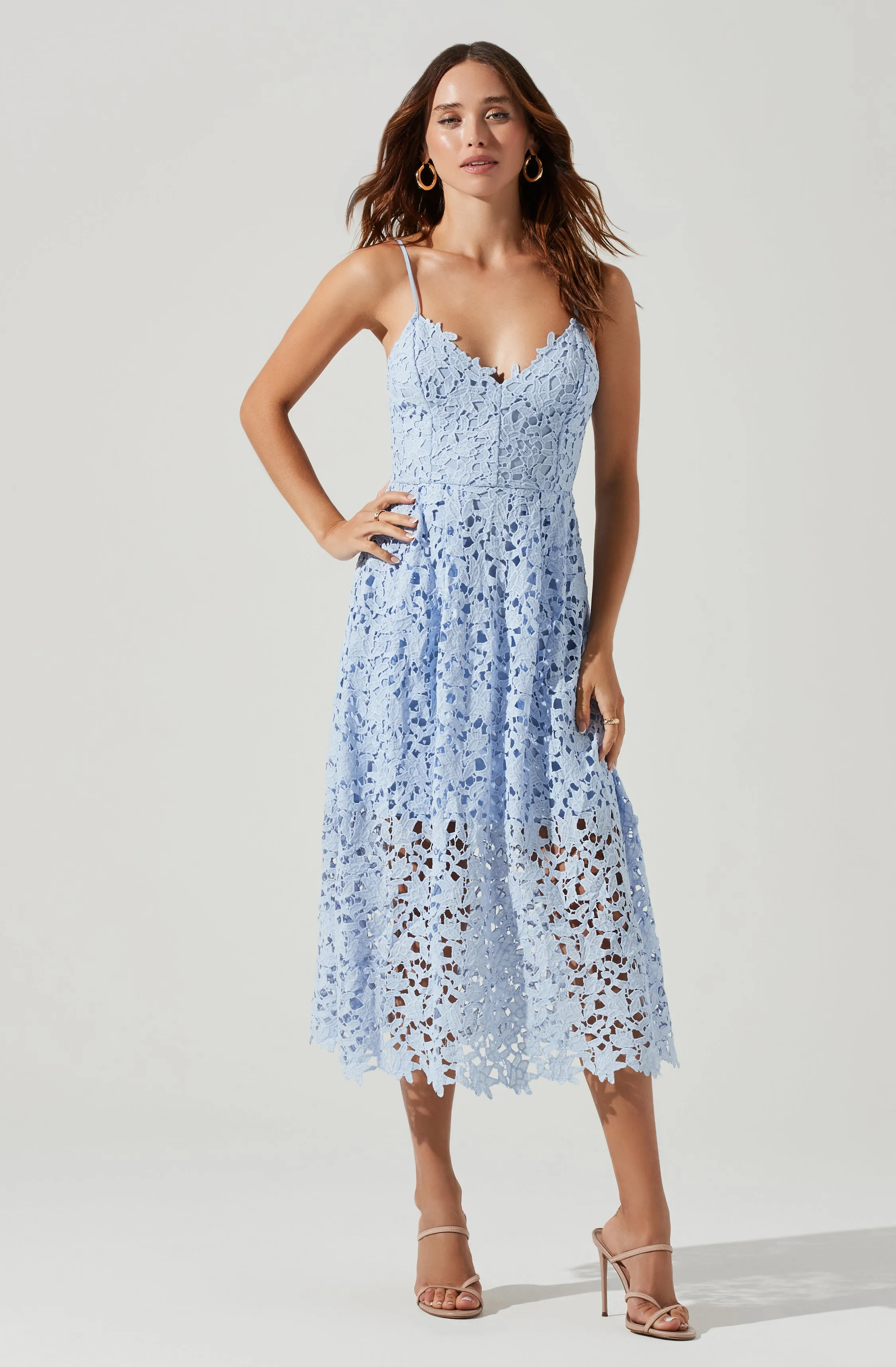 Lace A Line Midi Dress sold by Astr