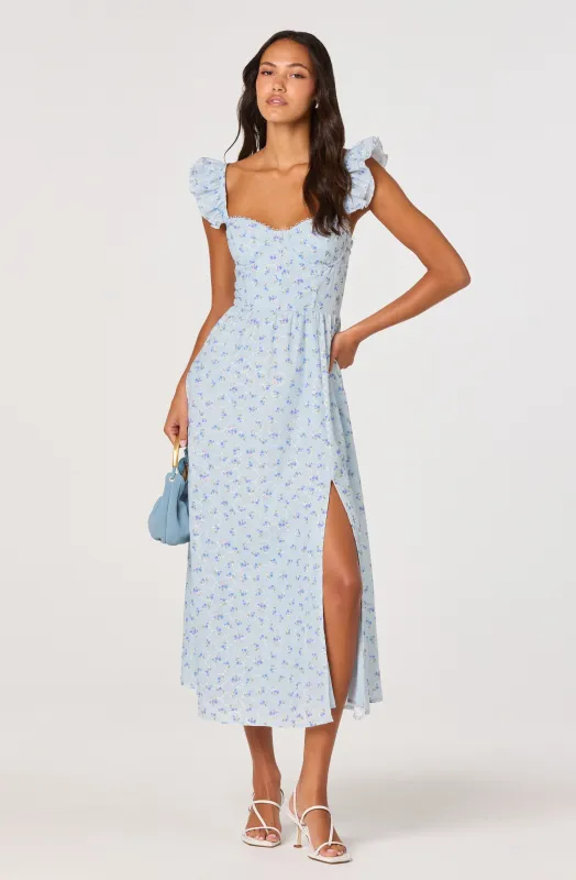 Wedelia Ruffle Strap Eyelet Corset Midi Dress sold by Astr